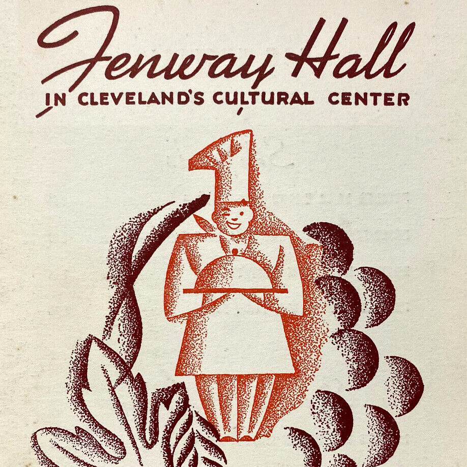 Vintage 1950s Fenway Hall Restaurant Menu Cleveland Cultural Center Ohio