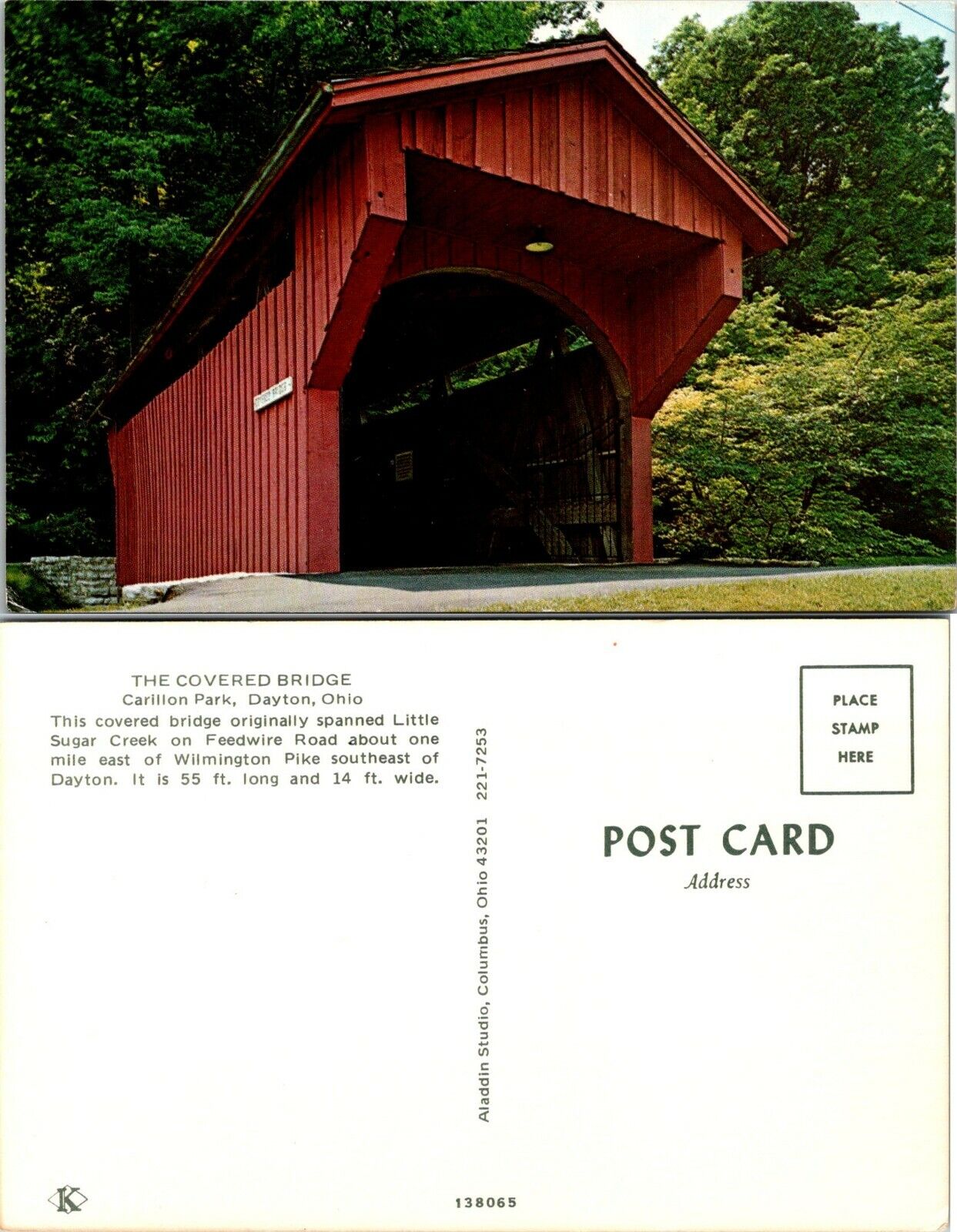 Ohio(OH) Dayton Carillon Park Covered Bridge Little Sugar Creek Vintage Postcard