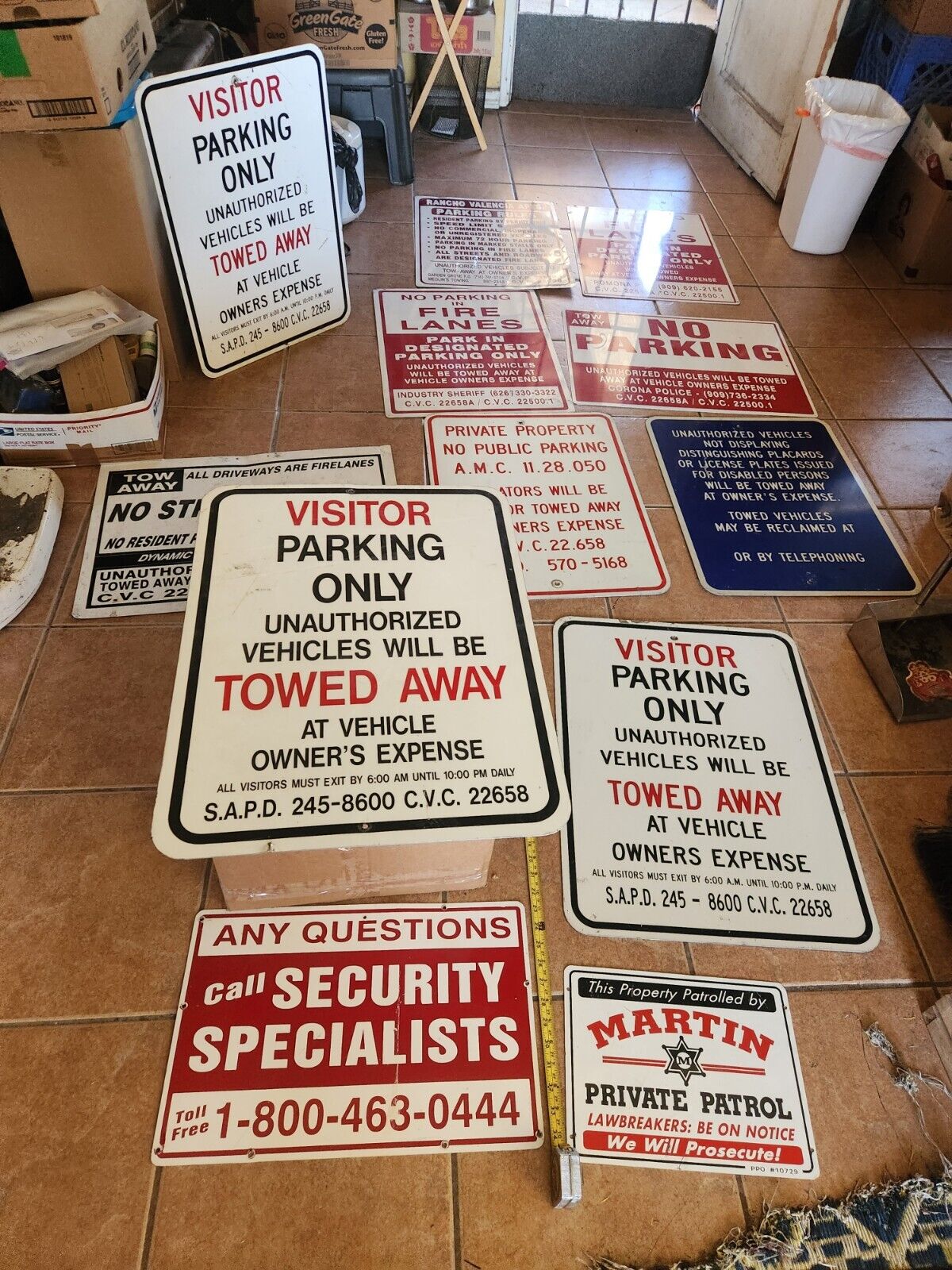 Metal No parking Signs Lot of 12 Most over 2 Ft Long