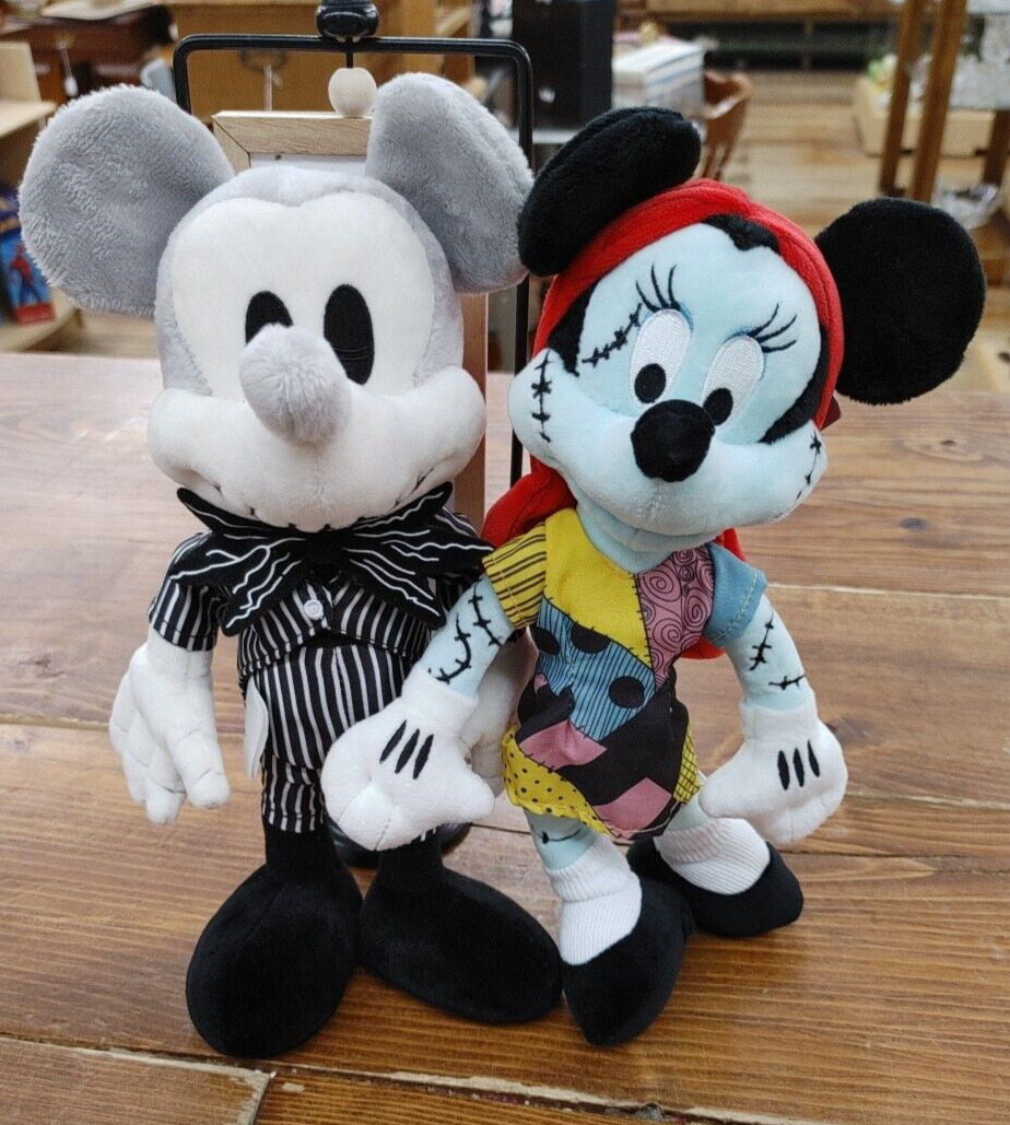 Disney Parks Minnie And Mickey Sally And Jack Skellington Plushies NWT CLEAN