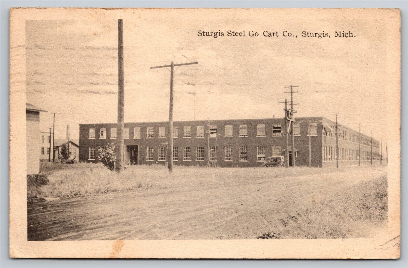 MI Sturgis Steel Go Cart Co. Company Michigan Old Vtg Postcard View circa 1920s