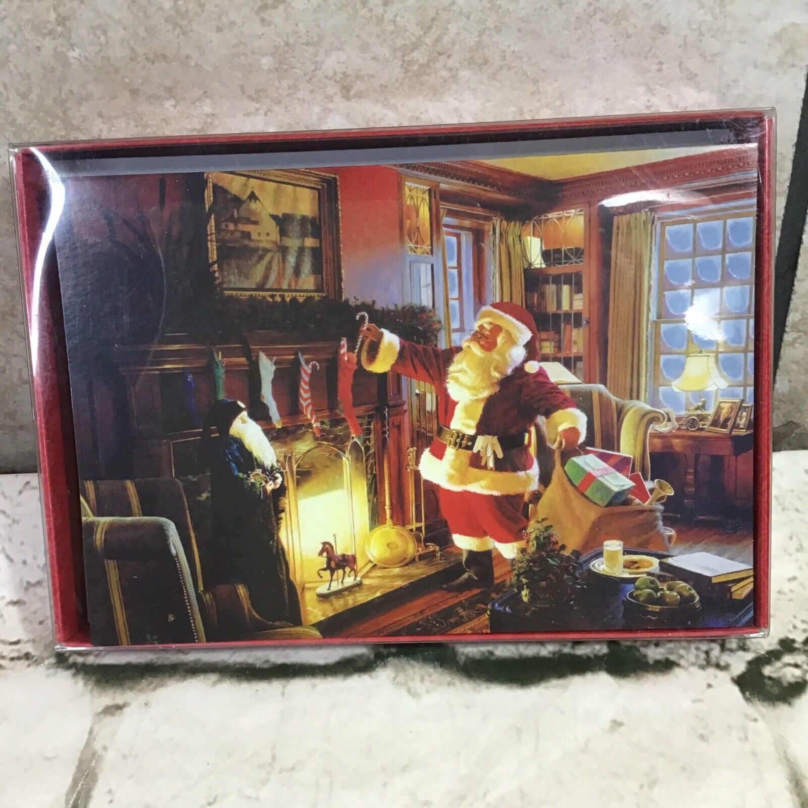 Image Arts Holiday Cards Box Of 20 With Envelopes Santa Clause Hanging Stockings