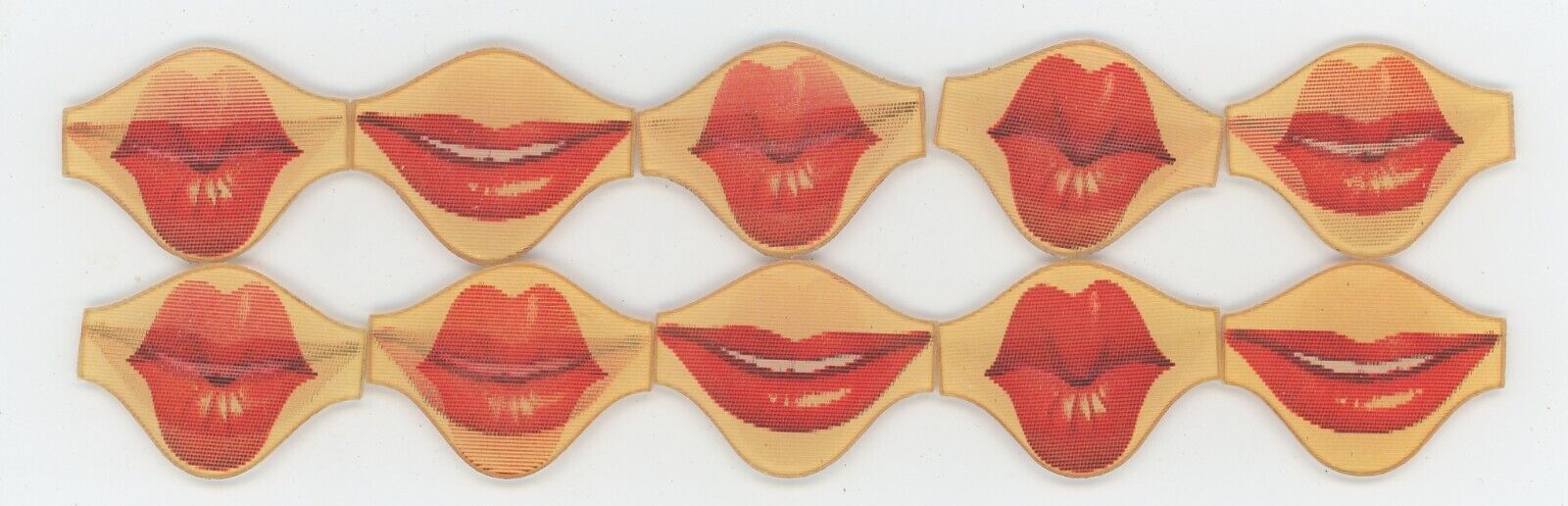 10 High Quality 1950\'s VARI-VUE Motion Smiling / Kissing Lips 1  1/4\