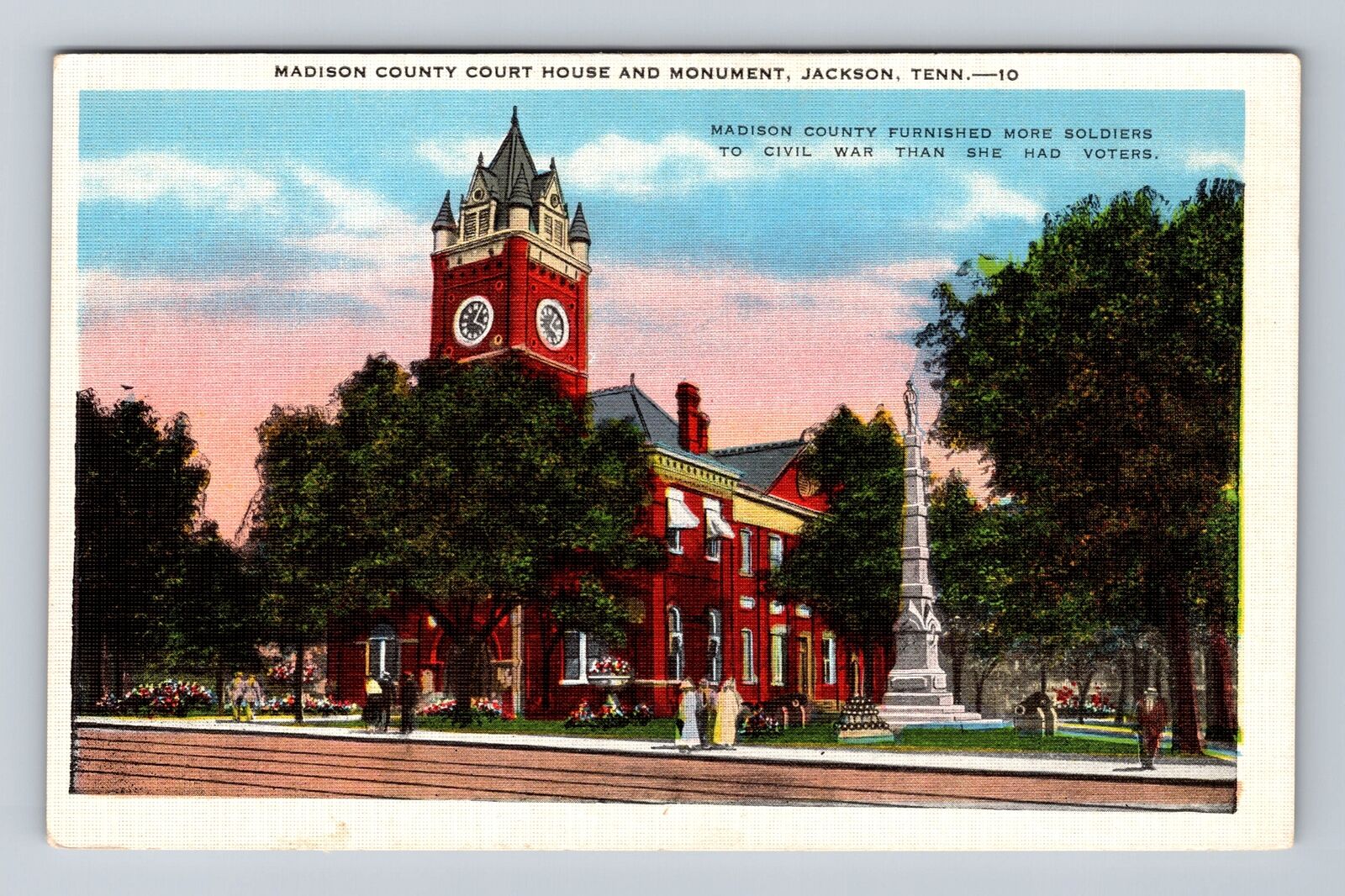 Jackson TN-Tennessee, Madison County Court House & Monument Vintage Postcard