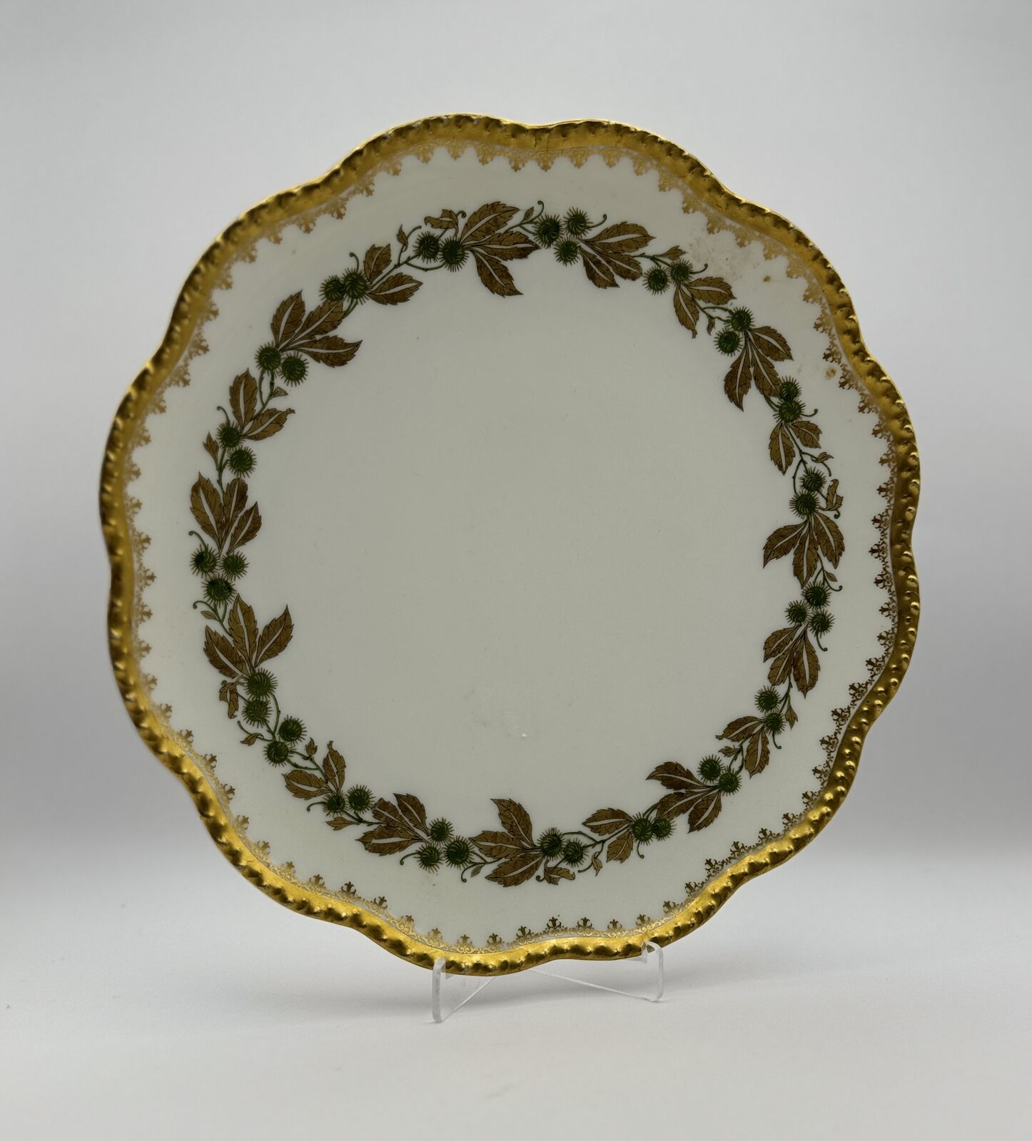 Rare Haviland & Co. Limoges Hand-Painted Plate with Gold Leaf Design