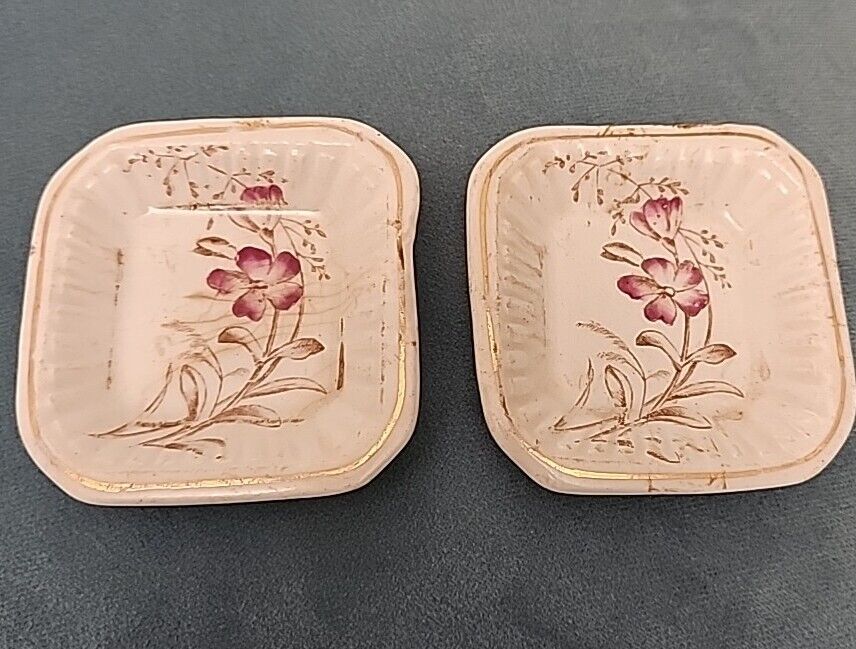 Butter Pat Dishes Antique Wood & Son # 55346 England Square Floral