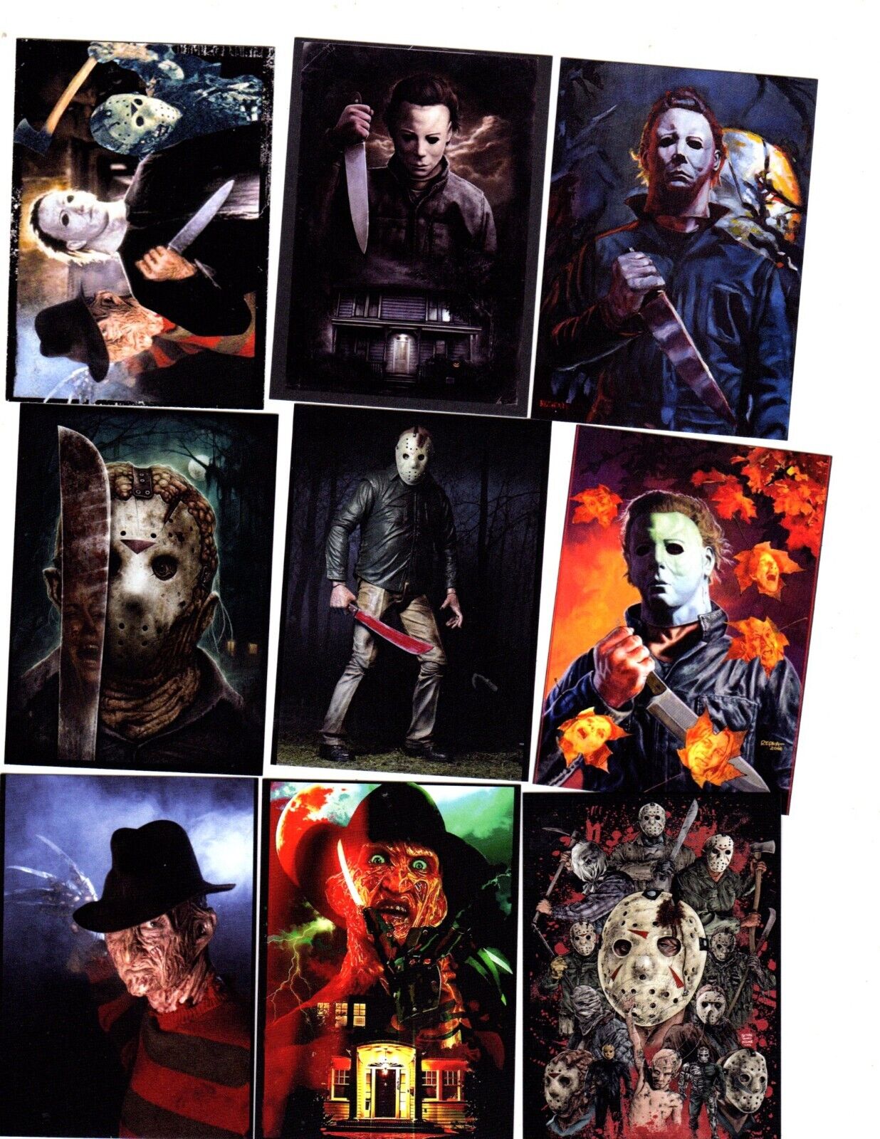 FREDDY, JASON AND MICHAEL   CUSTOM TRADING CARD 18 CARDS SEIRES SET