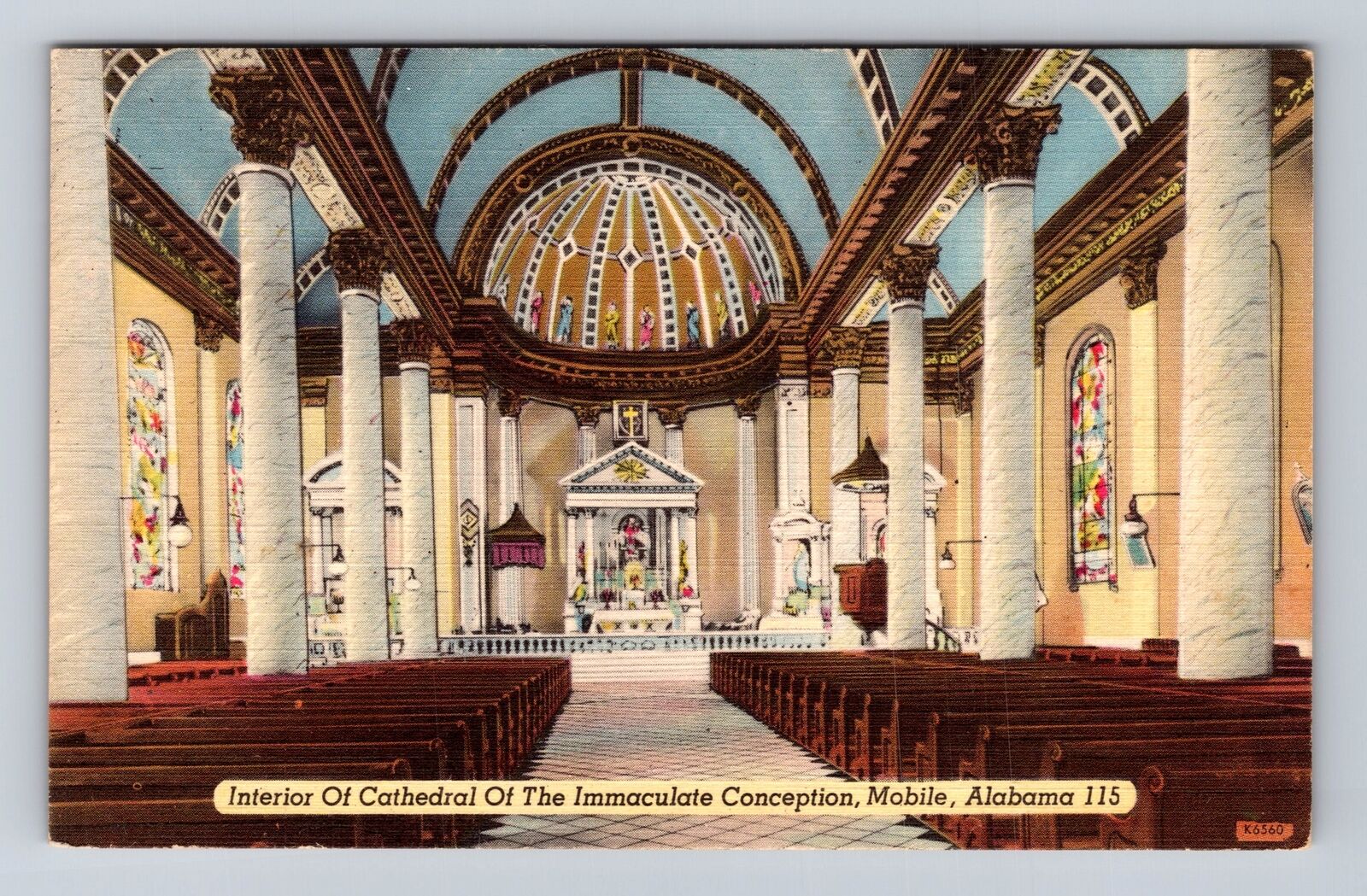 Mobile AL-Alabama, Interior Cathedral Of Immaculate Conception Vintage Postcard