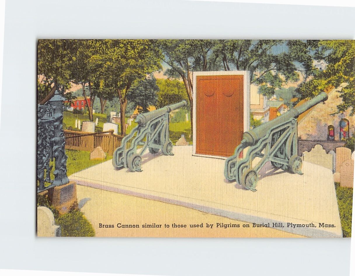 Postcard Brass Cannon Plymouth Massachusetts USA