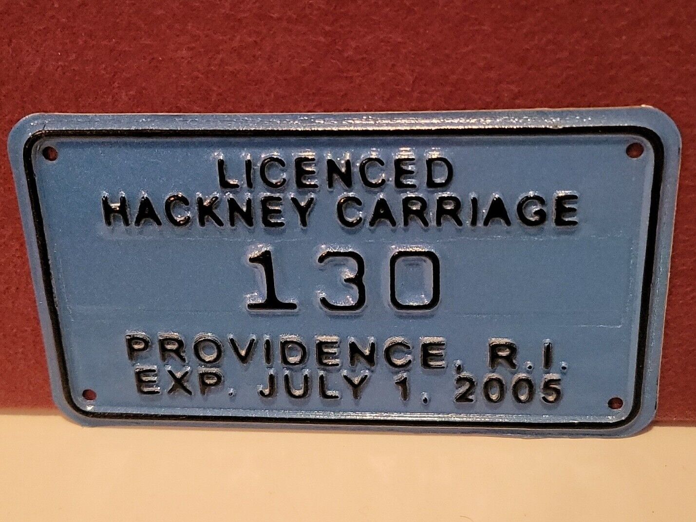 Providence R.I. Hackney Carriage Licence 130 ~2005 ~ Never Used,