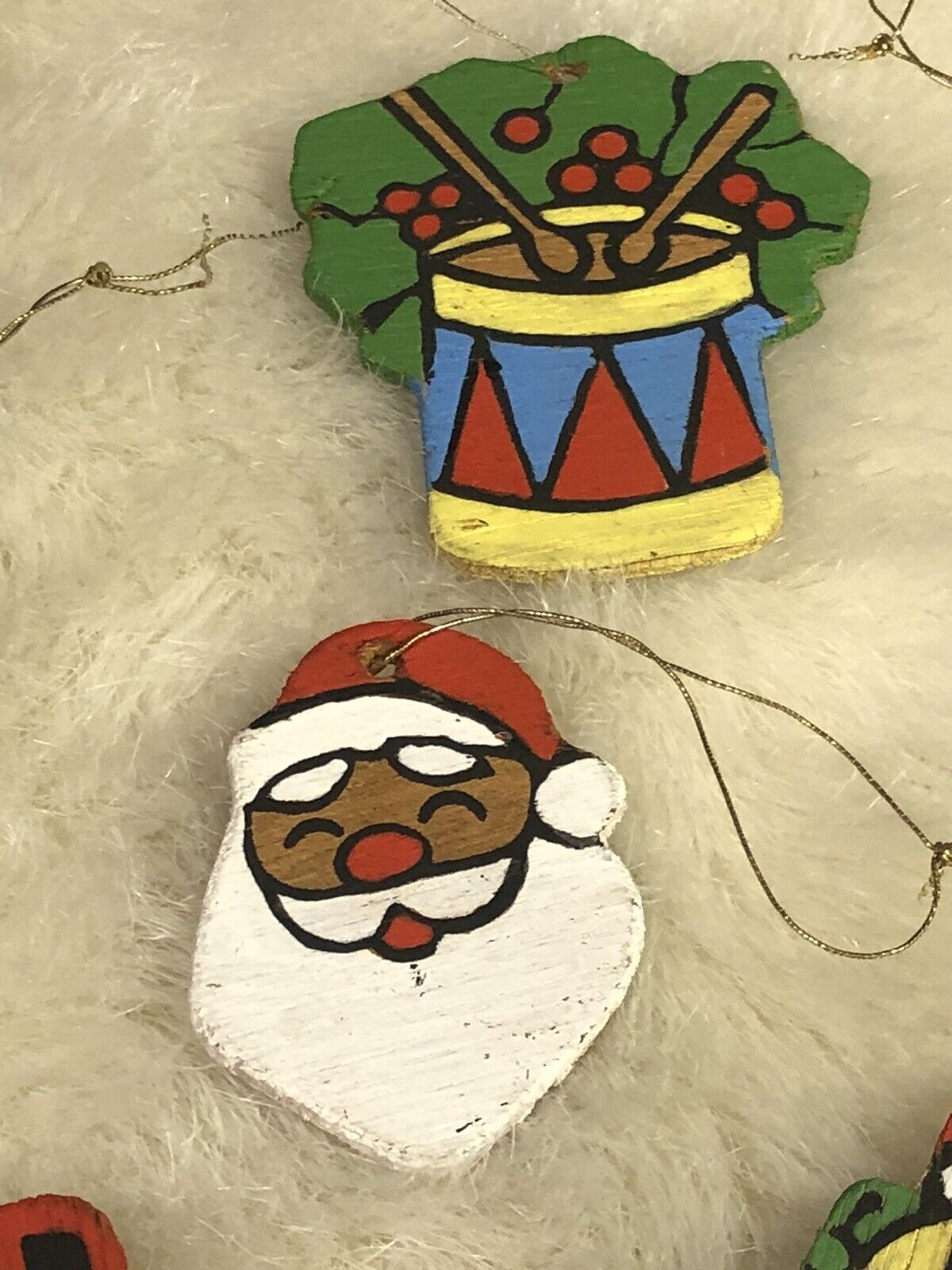 Christmas WOODEN “vintage” Double sided ornaments set of 15. Hand Painted