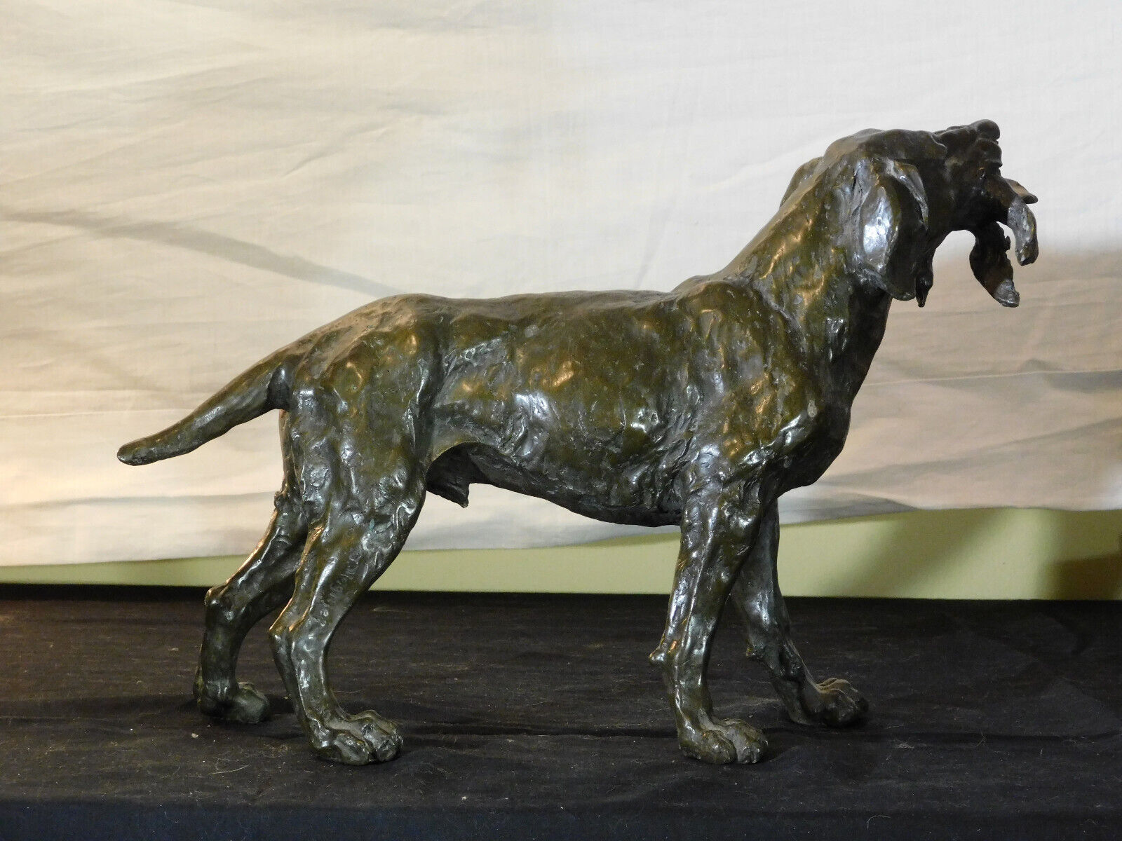 Jules Moigniez Master Listed Sculptor Large Bronze Hand Sculpture of Hunting Dog