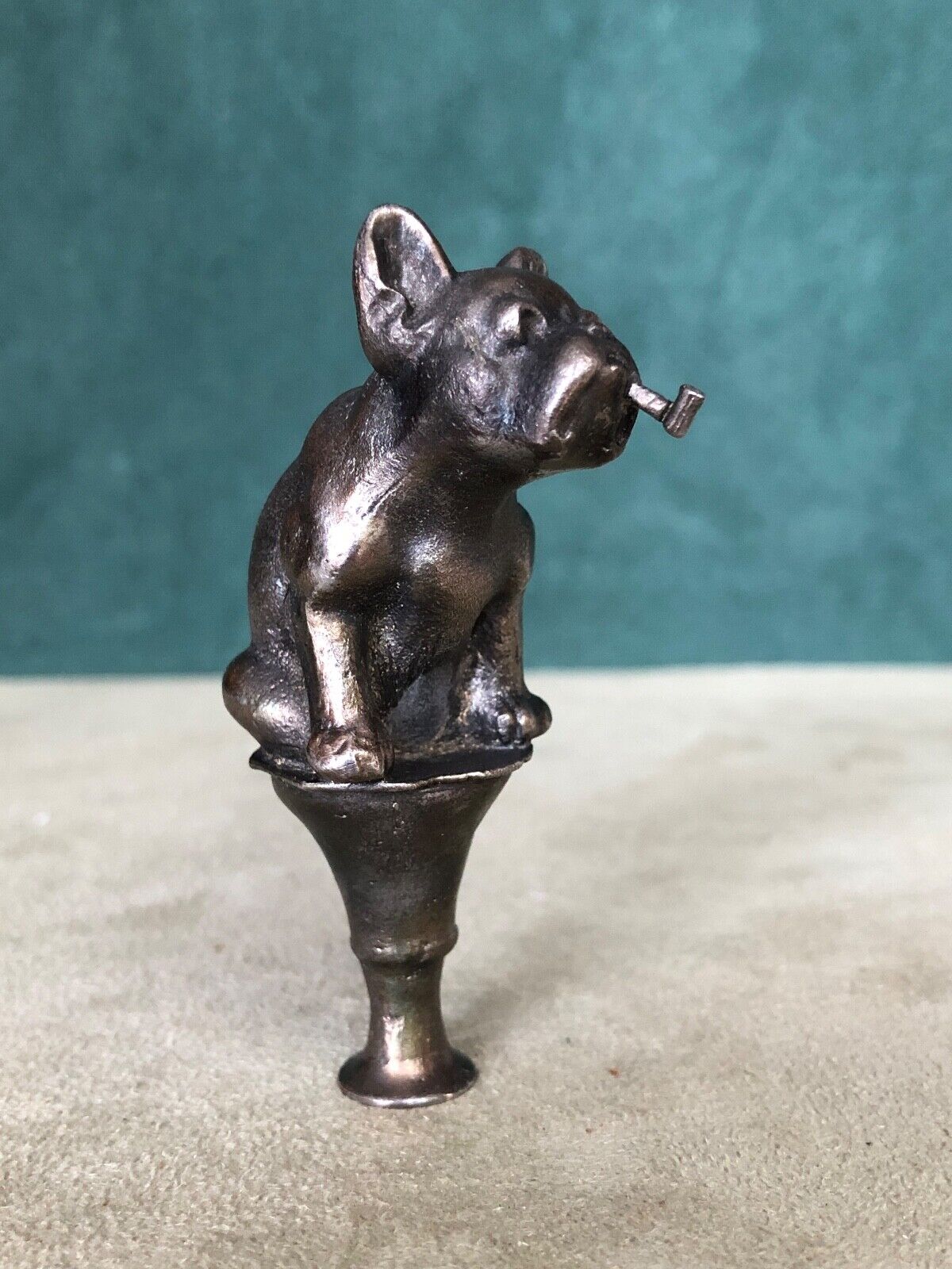 Boston Terrier/French Bull Dog With Pipe Pipe Tamper, Solid Fine Pewter