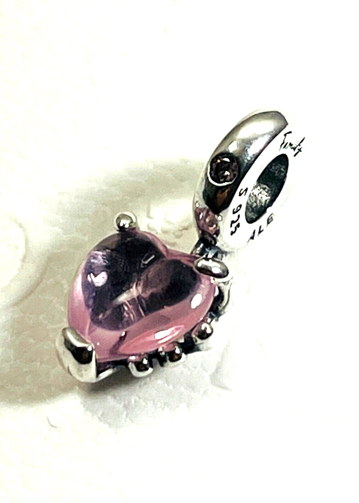 New Pandora Pink Heart & Family Tree Dangle Charm Bead w/pouch