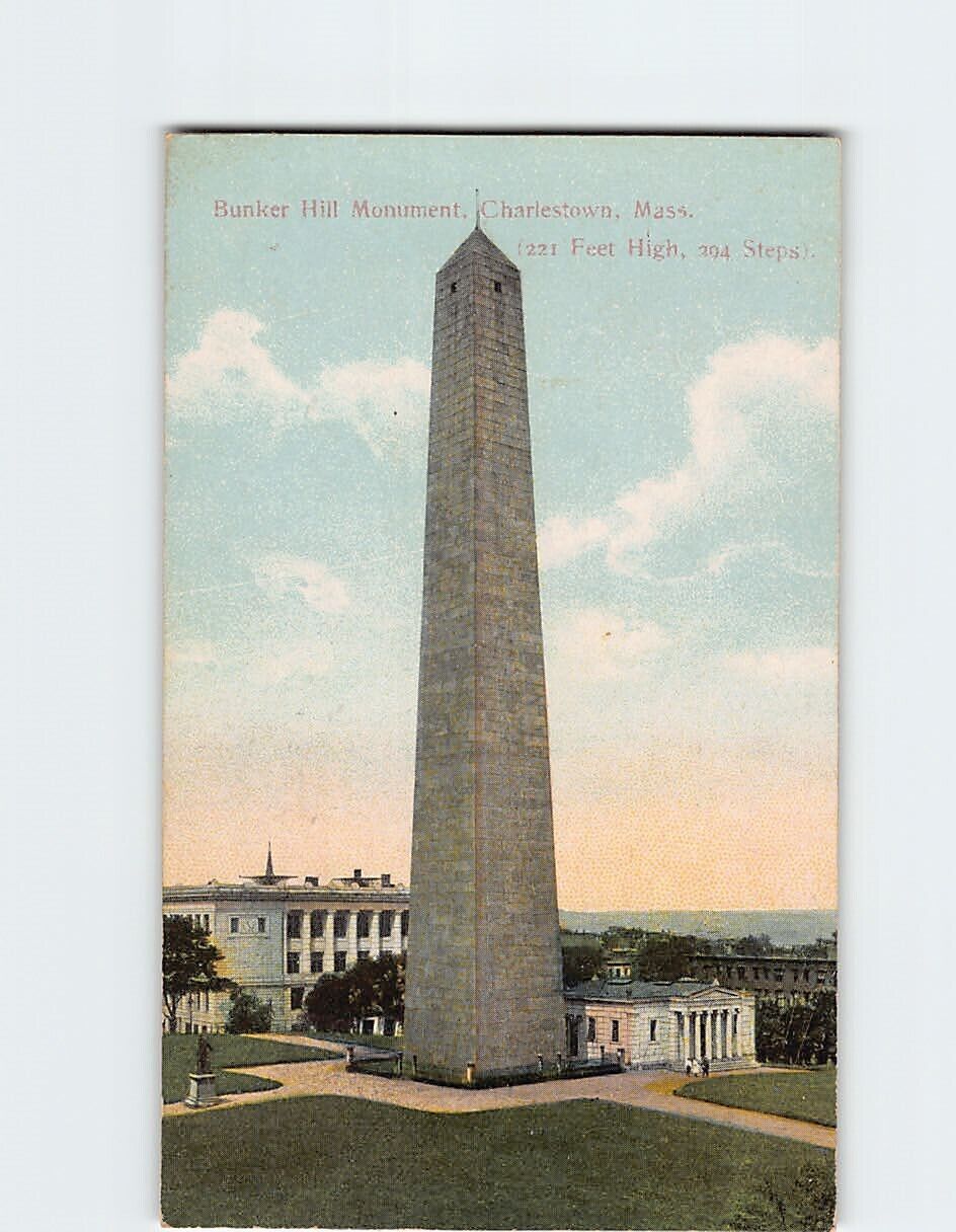 Postcard Bunker Hill Monument, Charlestown, Boston, Massachusetts