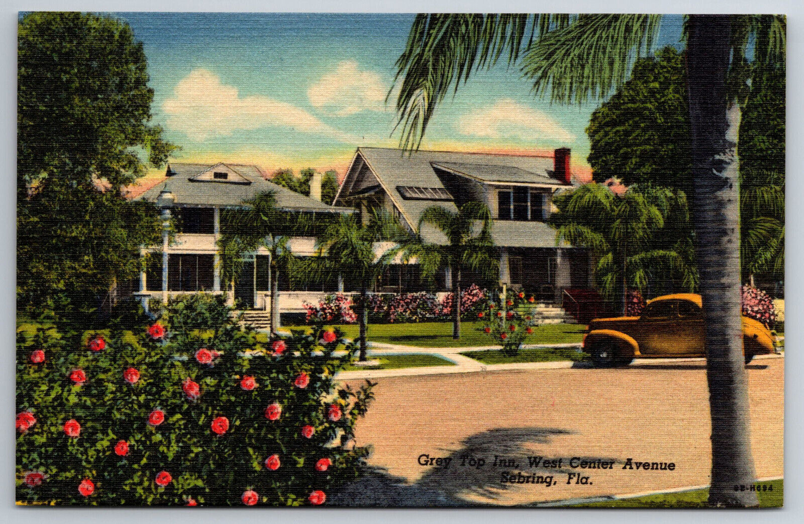 Vintage Postcard FL Sebring Grey Top Inn 40s Car Linen ~10149