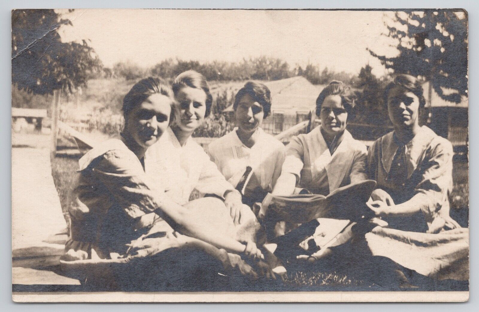 Postcard RPPC Group of Friends NH1