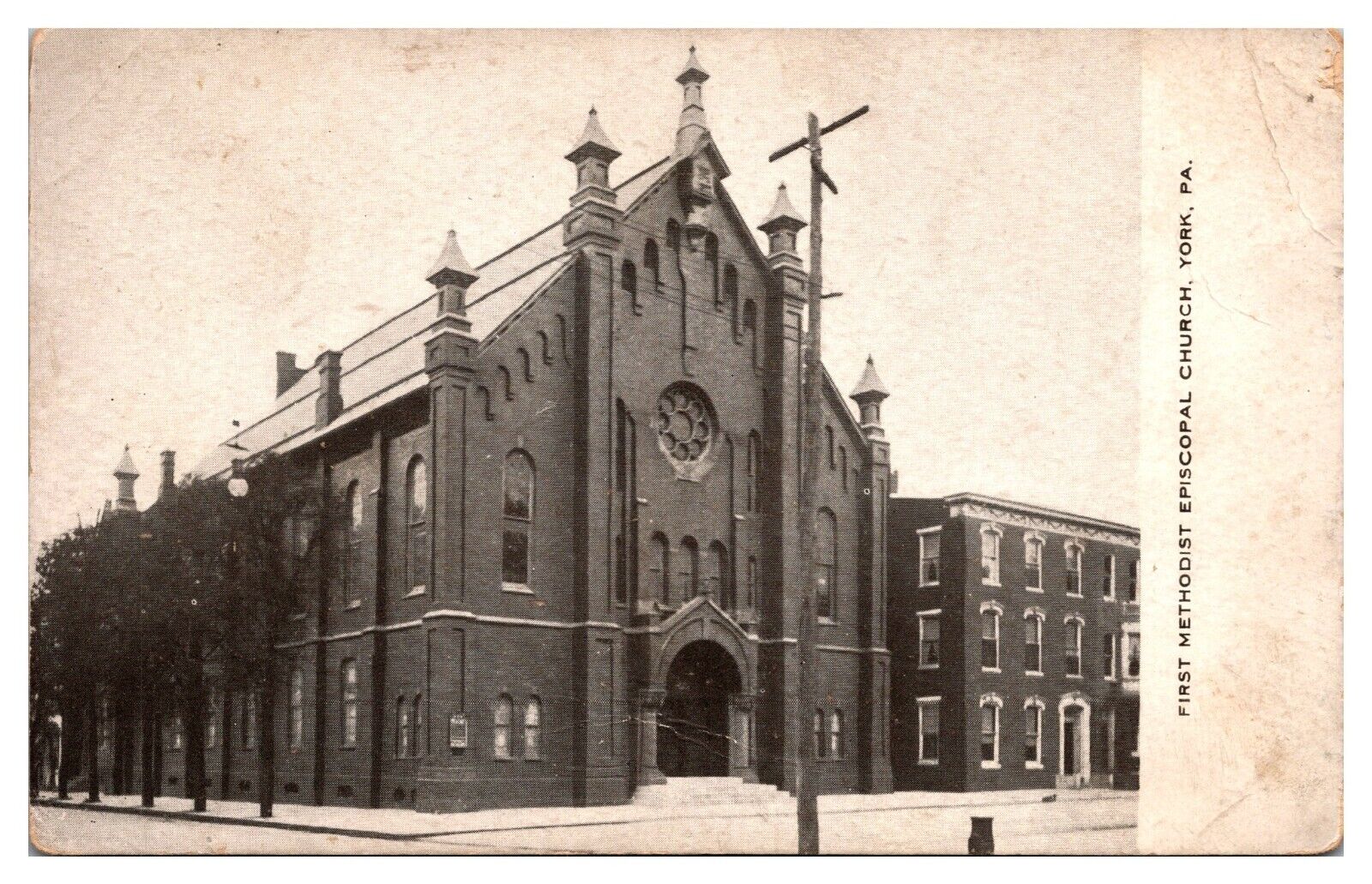 Antique First Methodist Episcopal Church, York, PA Postcard