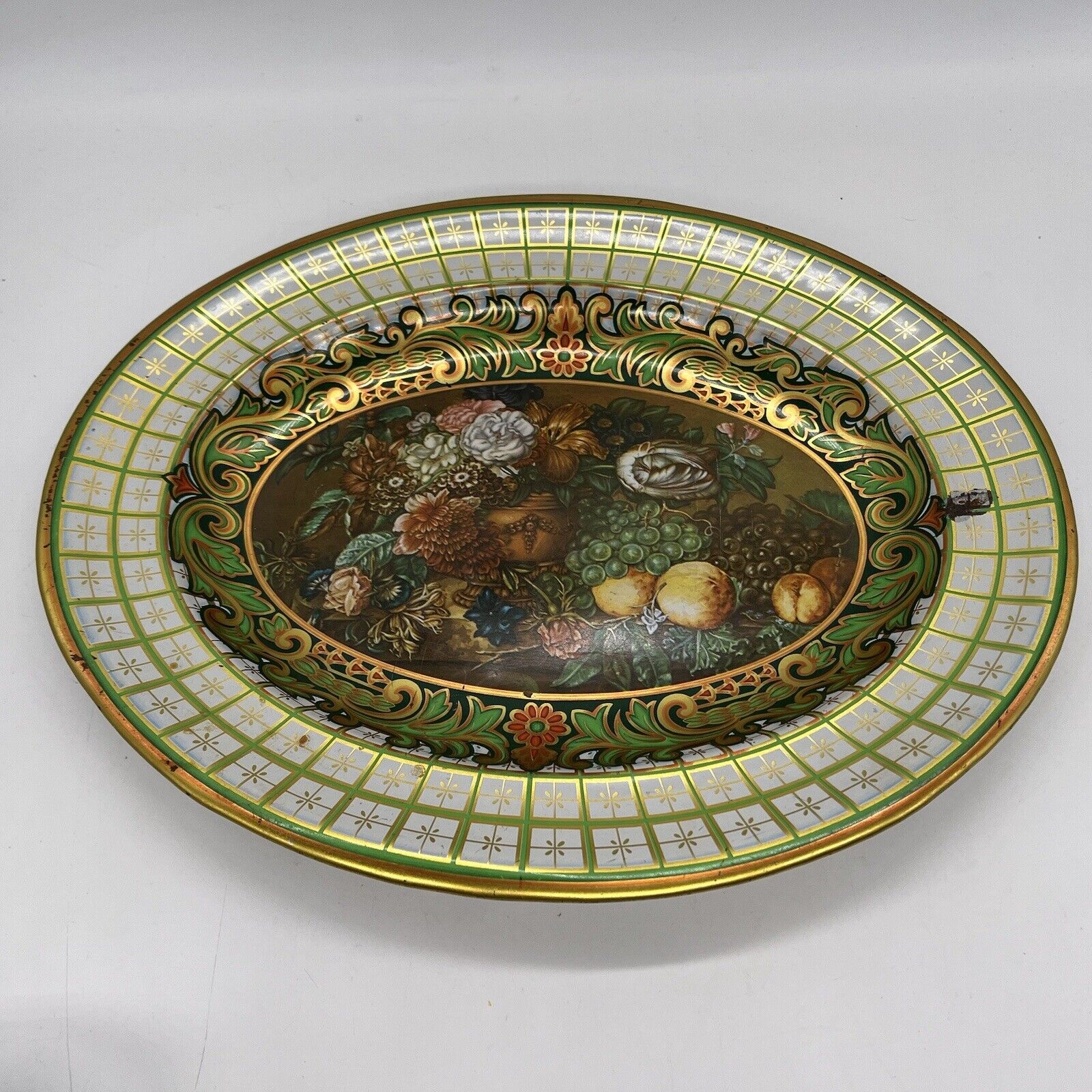vintage daher tin made in england Wall Hanging Fruit Green Gold