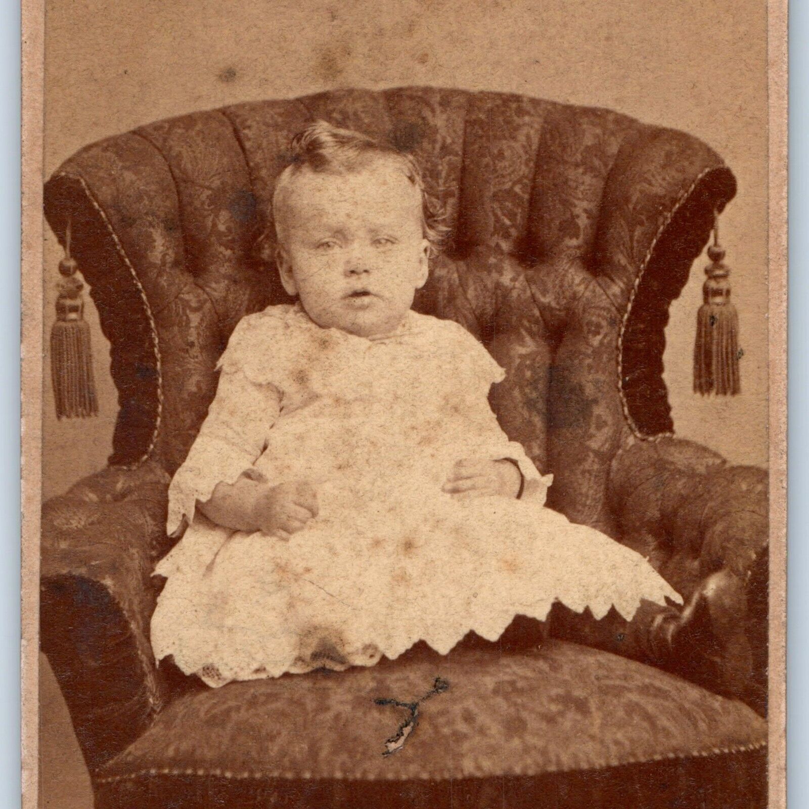 c1870s Allegheny, PA Little Baby Girl CDV Photo Card Sperber Pennsylvania Vtg H8