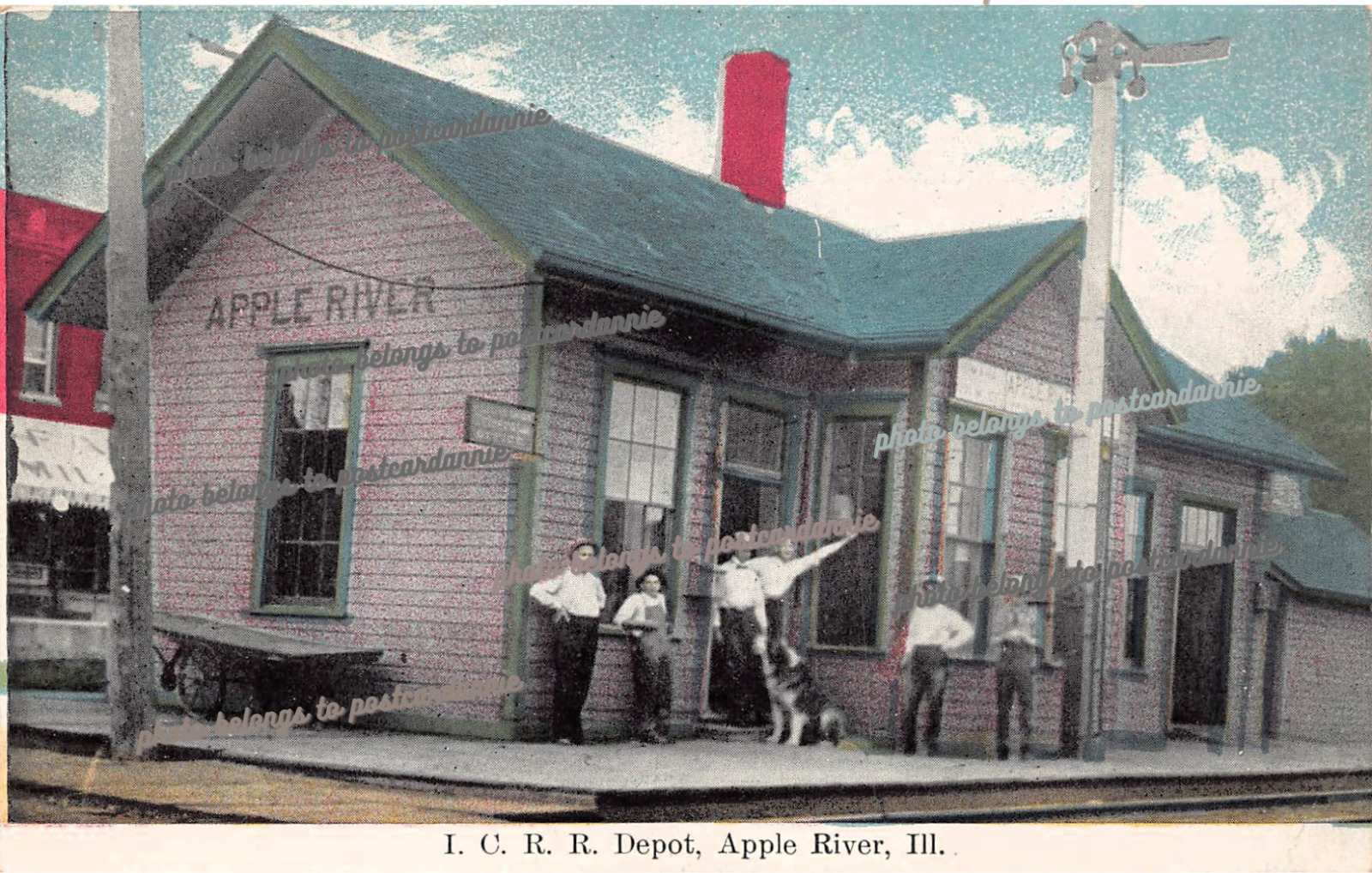 Apple River IL Illinois Train Railroad Depot Station Vtg Postcard D50