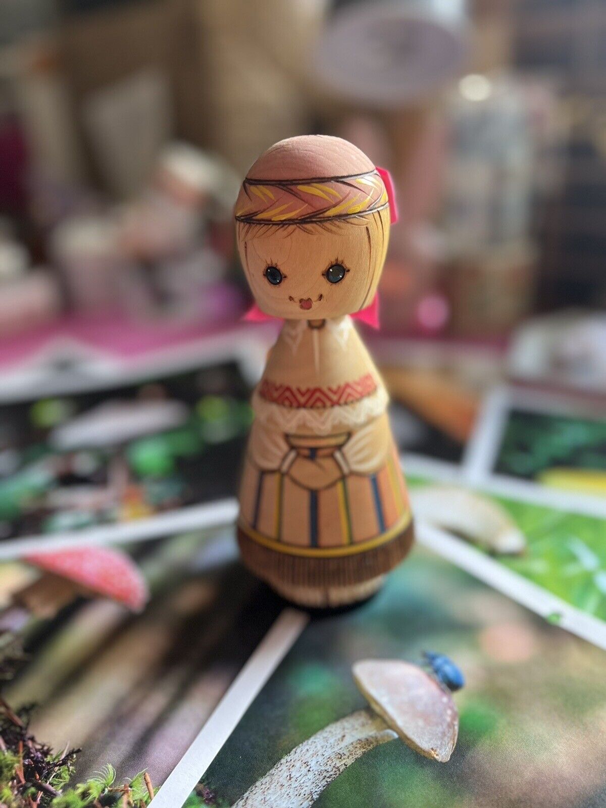 Vintage USSR Salvo Wooden Girl Doll 7” 635ES