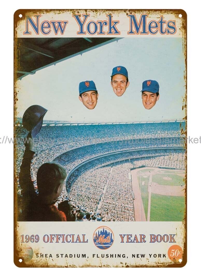 apartment decorating 1969 baseball  yearbook cover metal tin sign