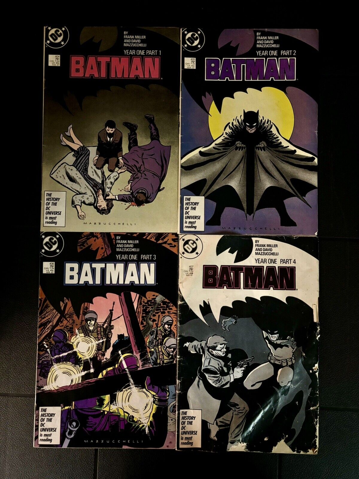 Batman #404-407 DC Comics 1987 Year One Parts 1-4 Complete Set By Frank Miller