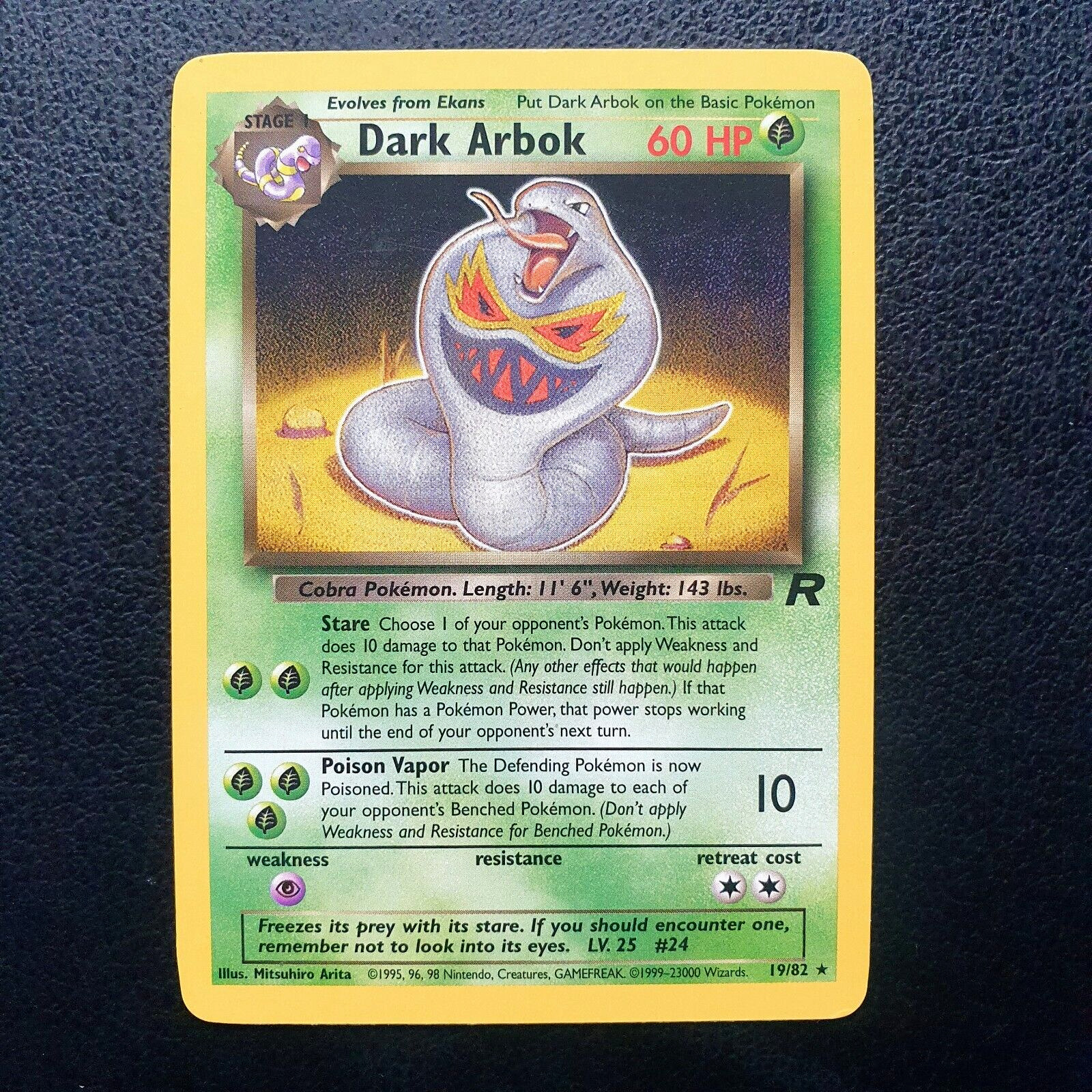 Pokemon Dark Arbok 19/82 Team Rocket Non Holo Rare Wotc LP
