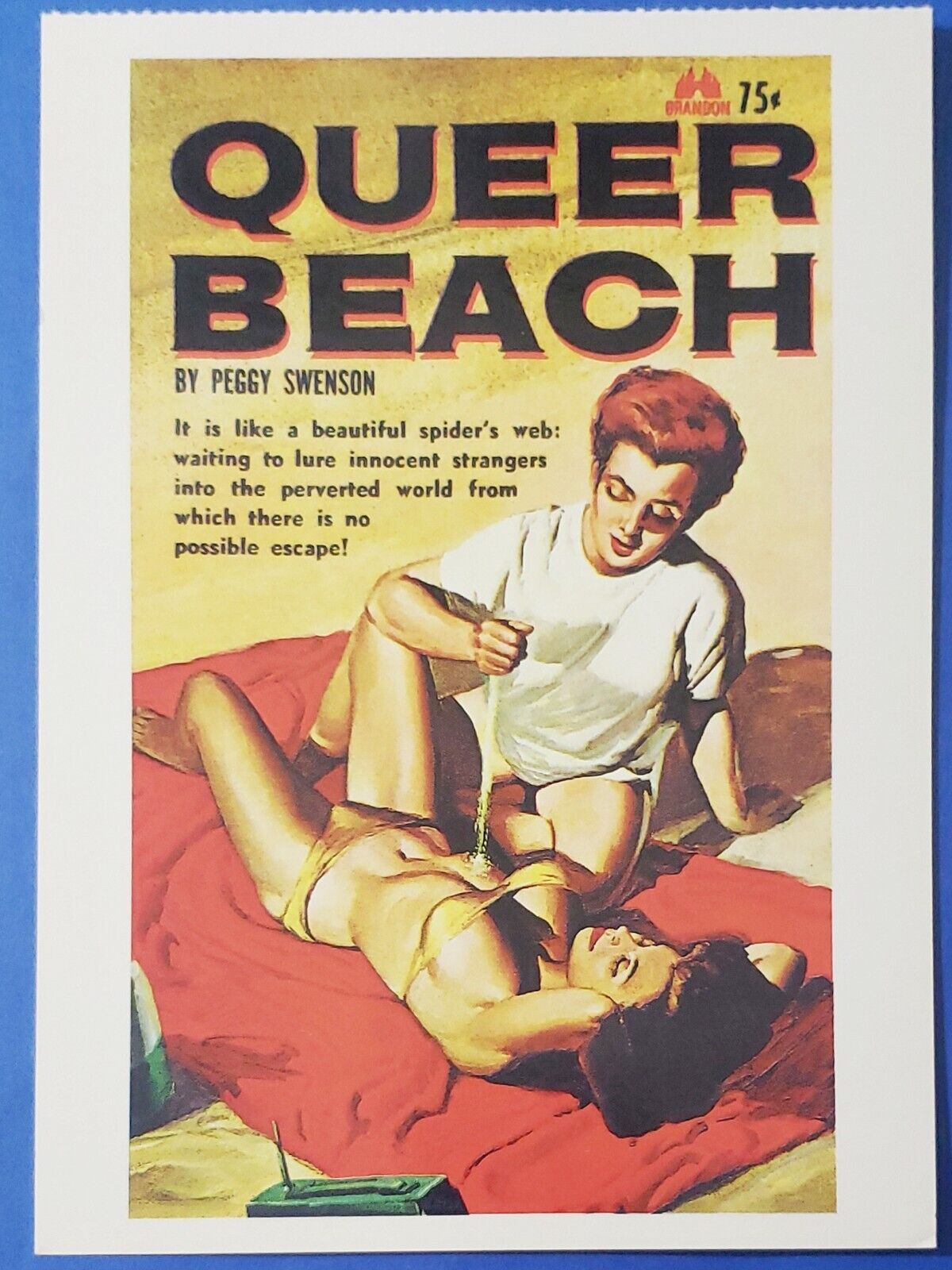 Postcard Pulp Fiction Cover Queer Beach by Peggy Swenson 6.75\