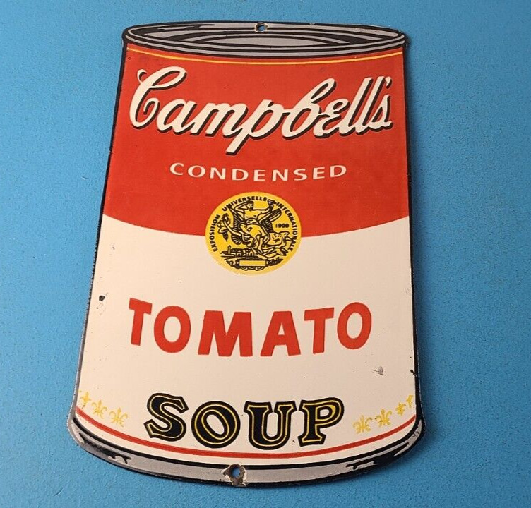 Vintage Campbells Soup Sign - Tomato Can Piggly Store Gas Pump Porcelain Sign