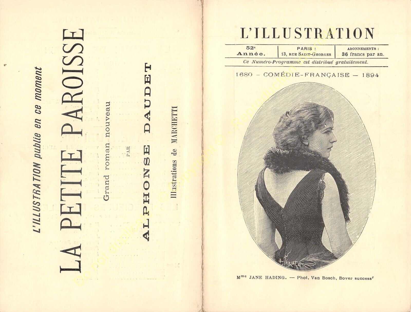 STAR Théâtre Comédie Française JEANNE HADING actress photo VAN BOSCH 1894