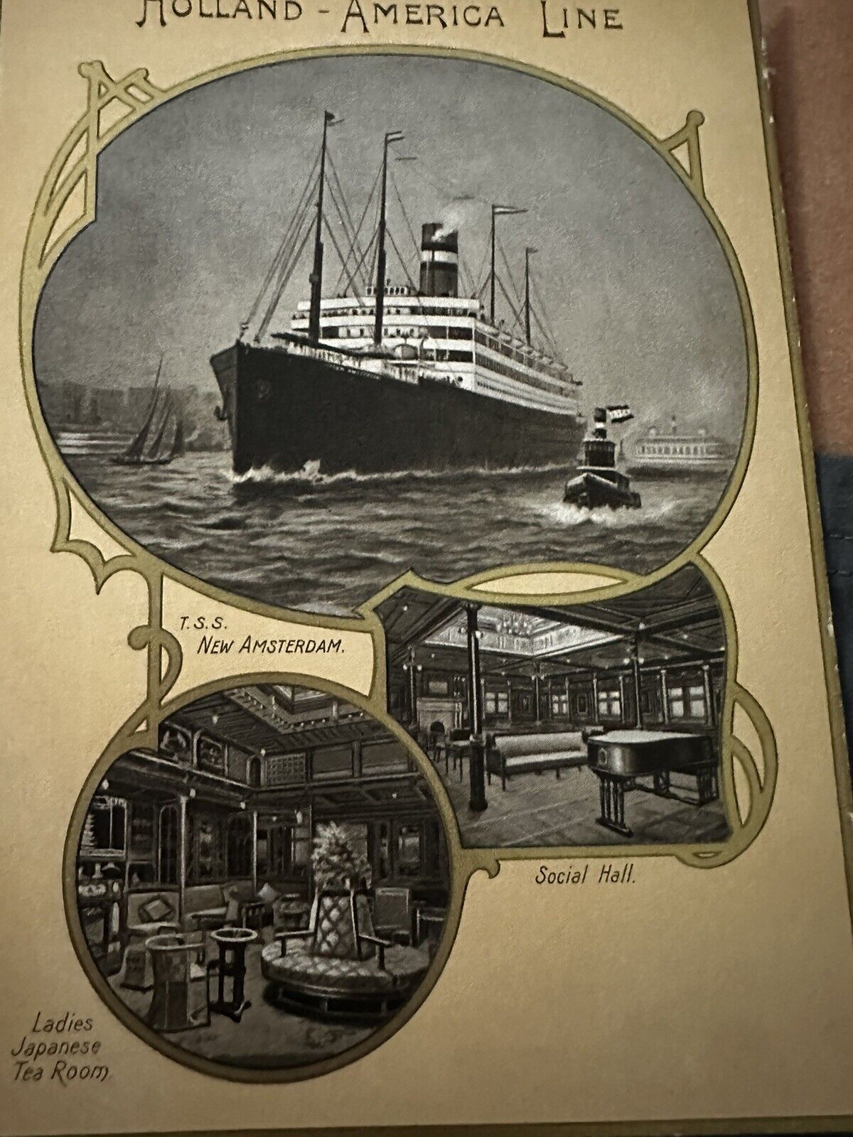 1908 Holland America Line Cruise Boat Ship Rare Menu