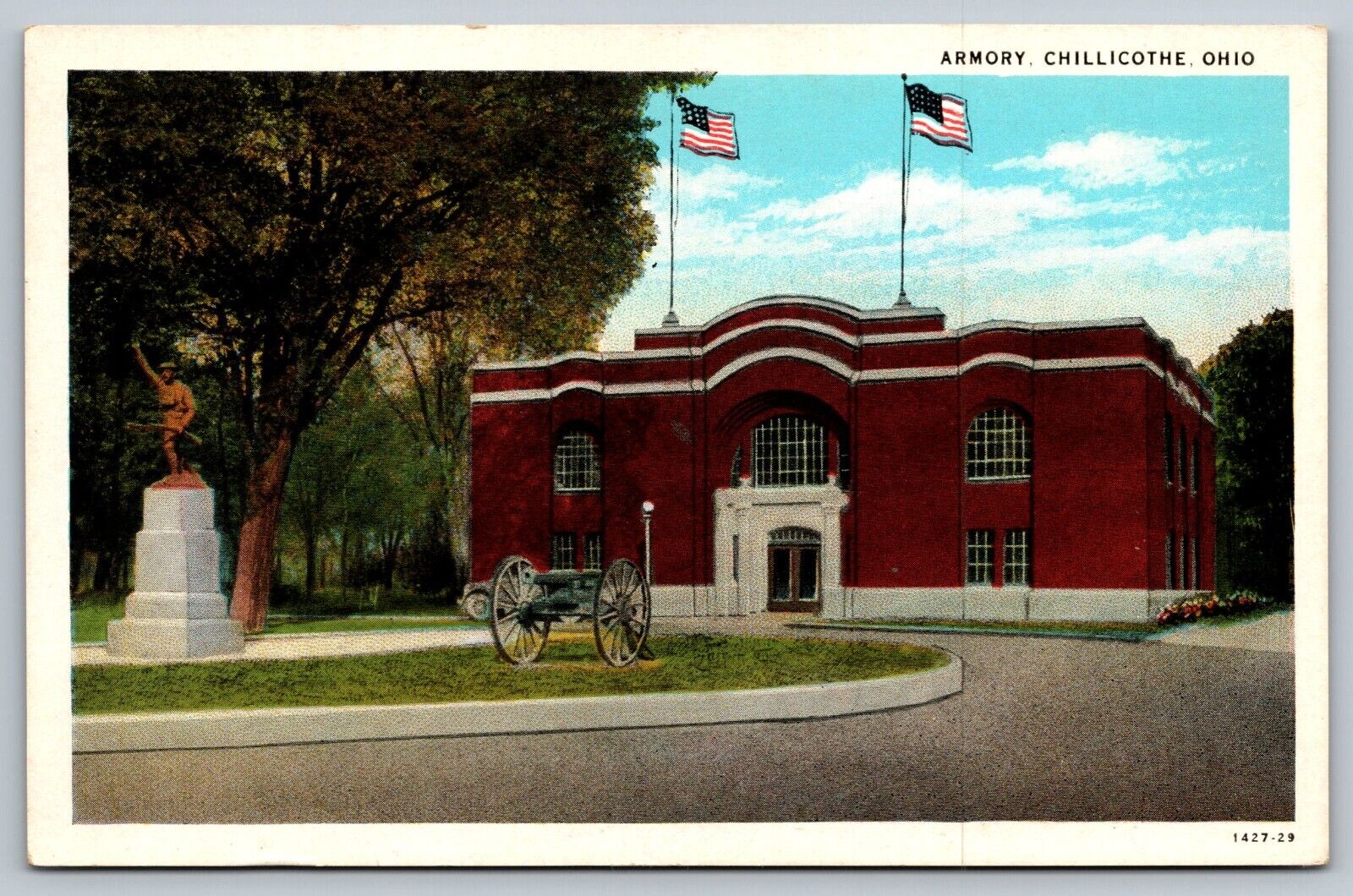 Chillicothe OH Ohio ONG Memorial Armory W.W Memorial, Antique Vintage Postcard