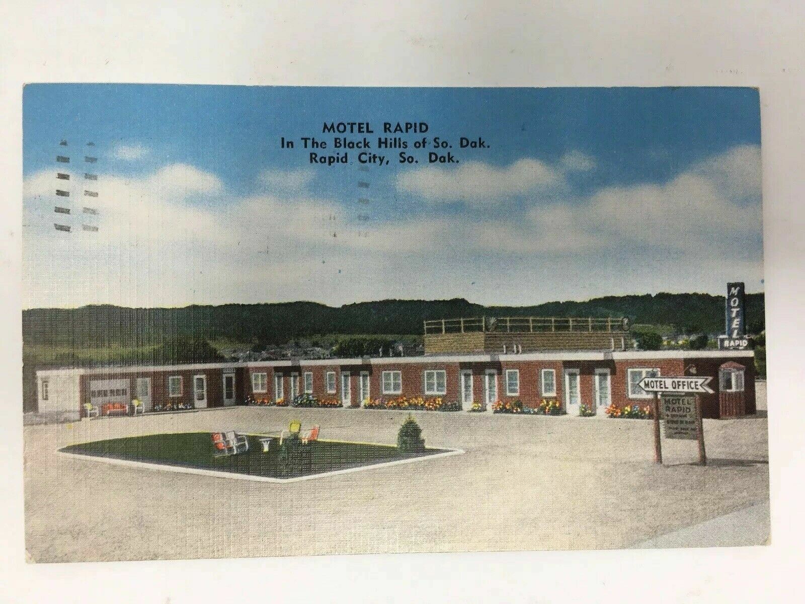 Motel Rapid City SD Postcard Sturgis Road Black Hills Linen 1956