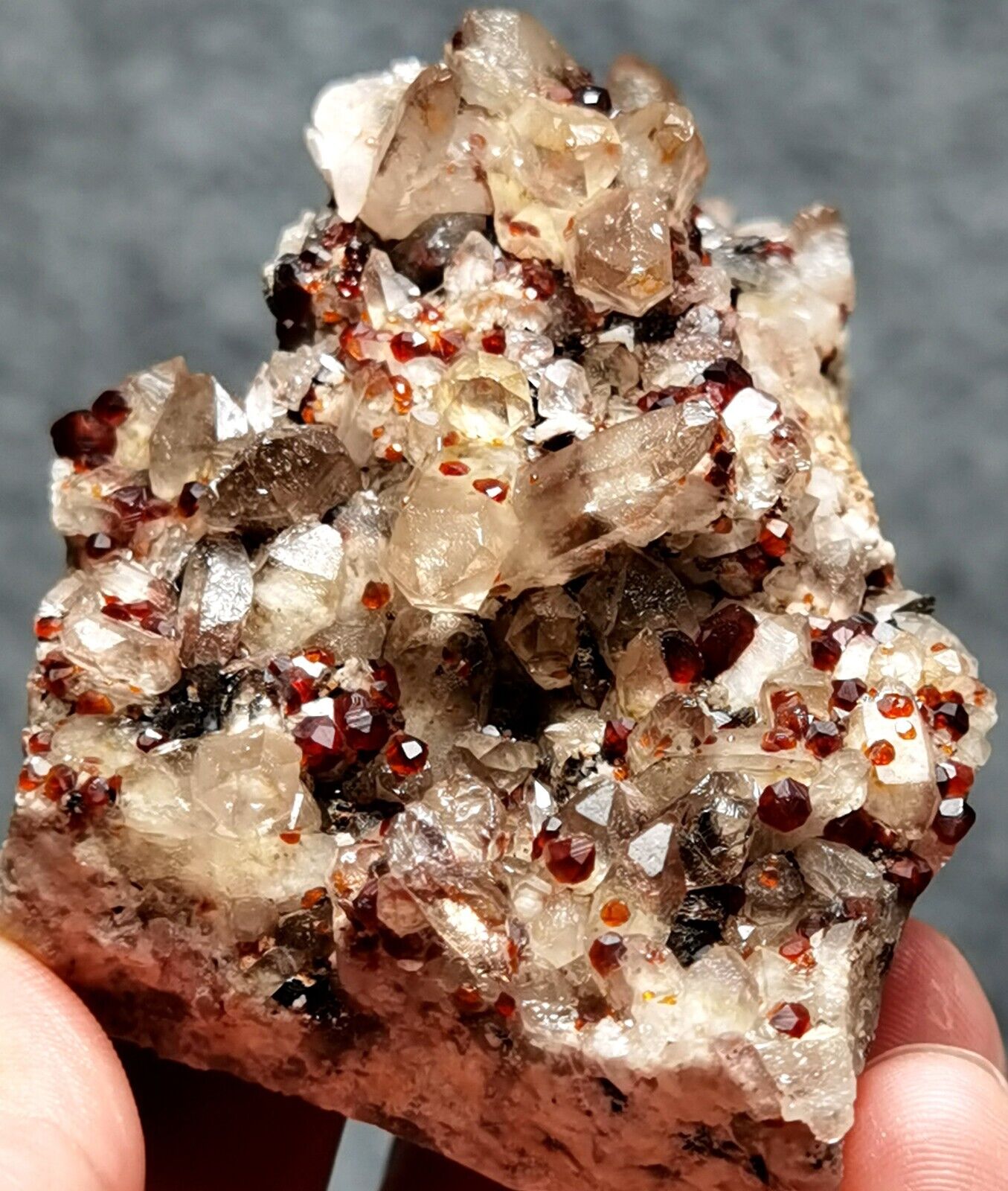 219g Rare lustrous Spessartine gem Garnet Quartz Yunxiao Fujian China