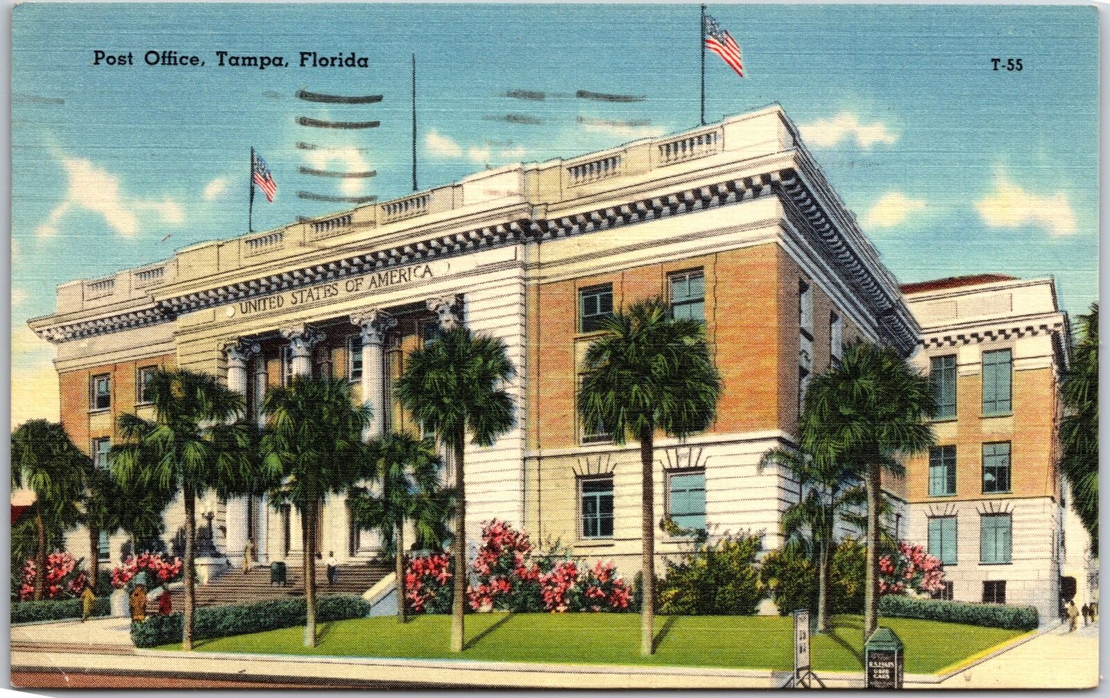 1954 United States Post Office Building Tampa Florida FL Posted Postcard