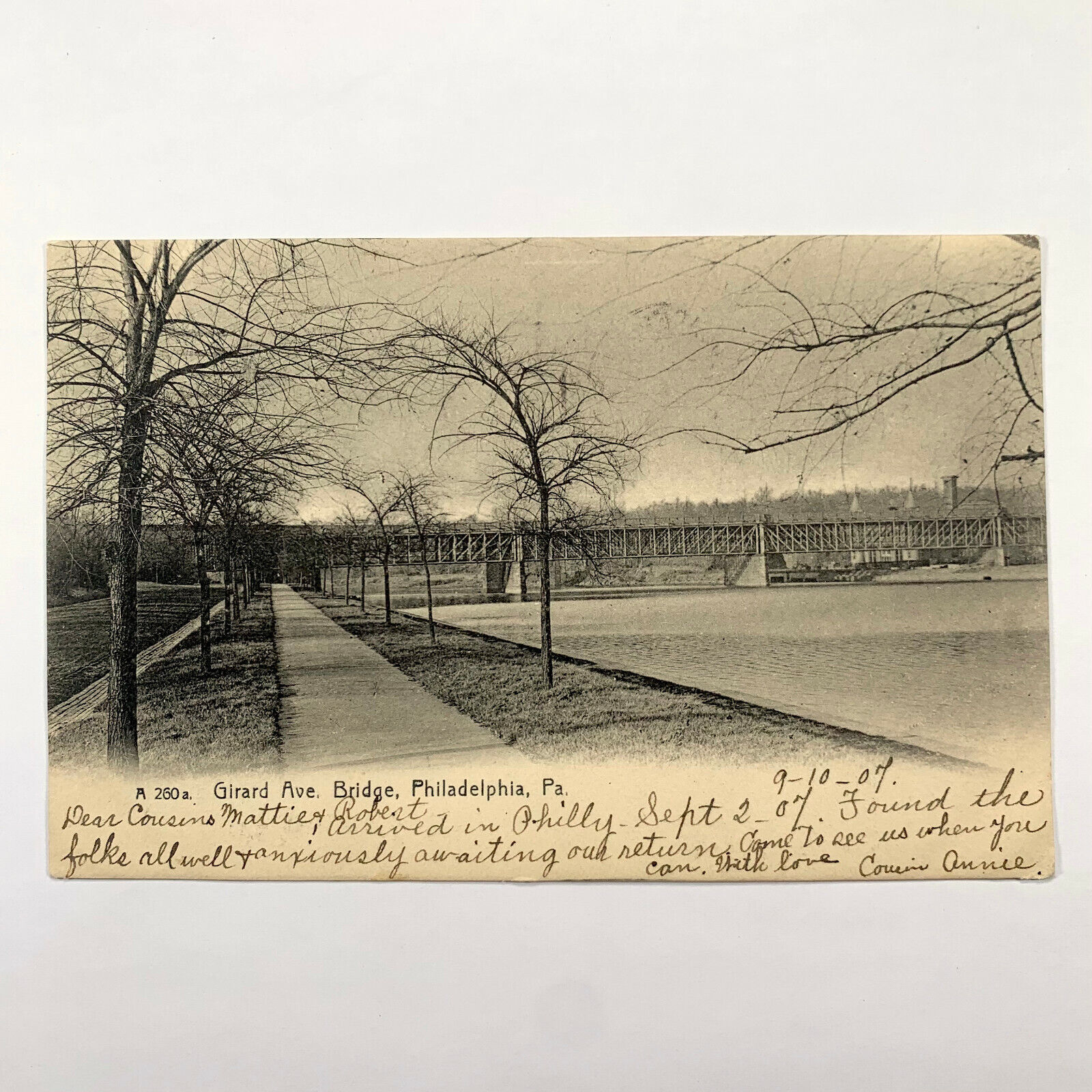 Postcard Pennsylvania Philadelphia PA Girard Avenue Bridge 1907 Posted Undivided