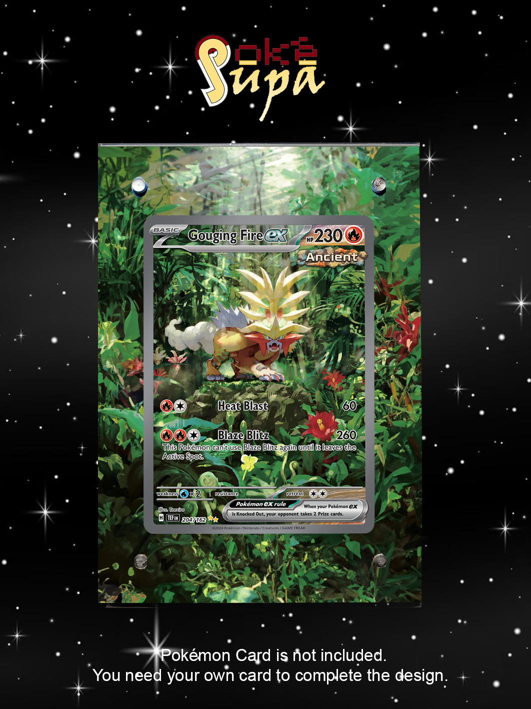 Gouging Fire Ex 204/162-Pokémon Temporal Forces-Magnetic Card Case+Artwork+Stand