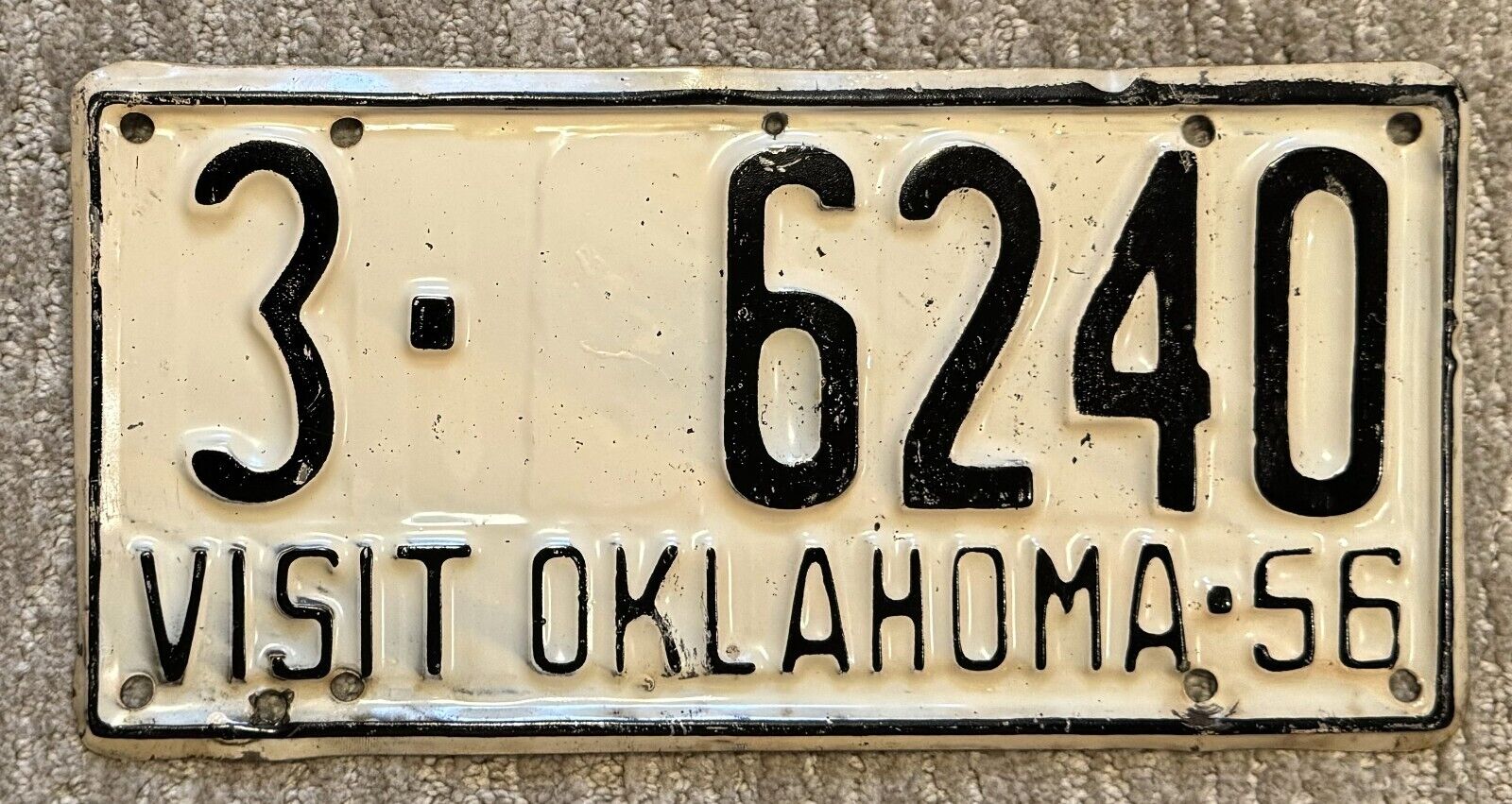 1956 Oklahoma License Plate - Nice Original Paint