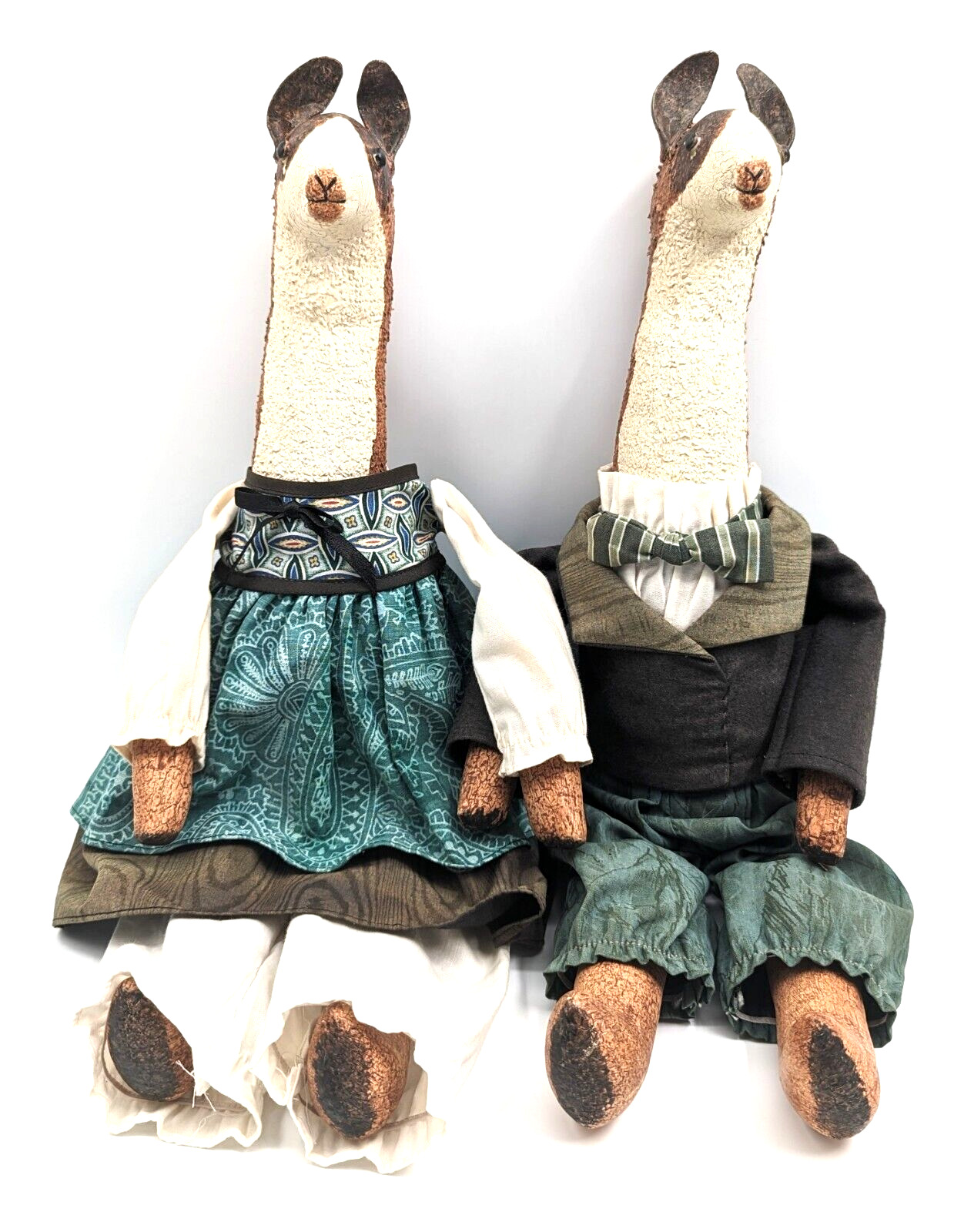 Pair of Llama Dolls by Judy Wachlin, Vintage 1980\'s Handmade 19\