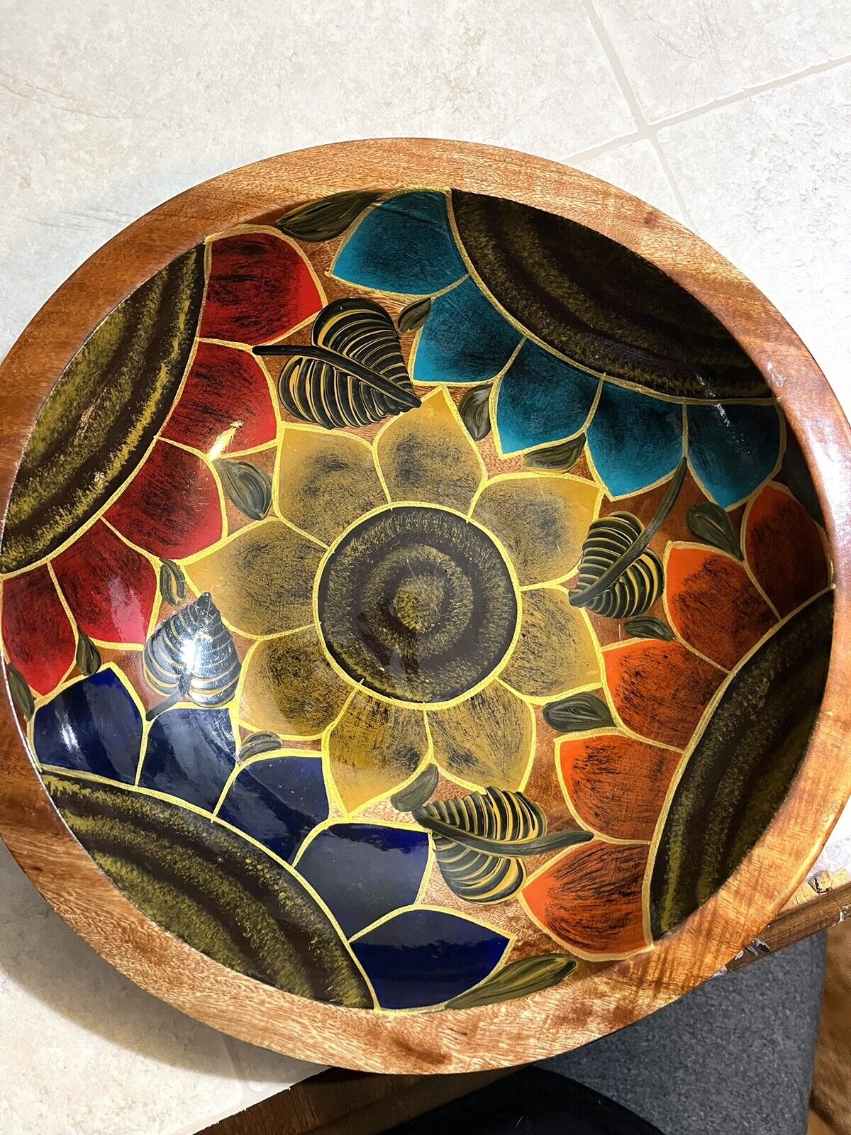 Vintage Handmade Mexican Wooden Bowl