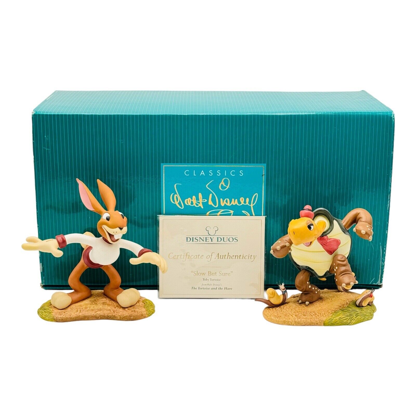 WDCC Disney Tortoise & Hare Figurine Bunny Rabbit & Turtle IN BOX With COA