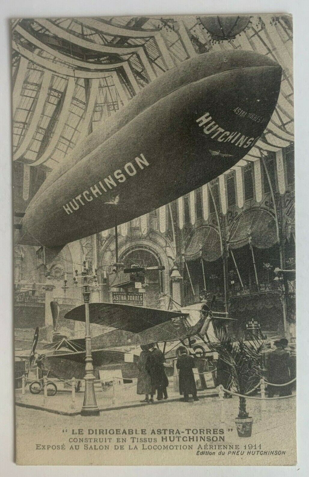 Aviation Postcard Dirigible Astra-Torres Hutchinson Tire Paris air show 1911 