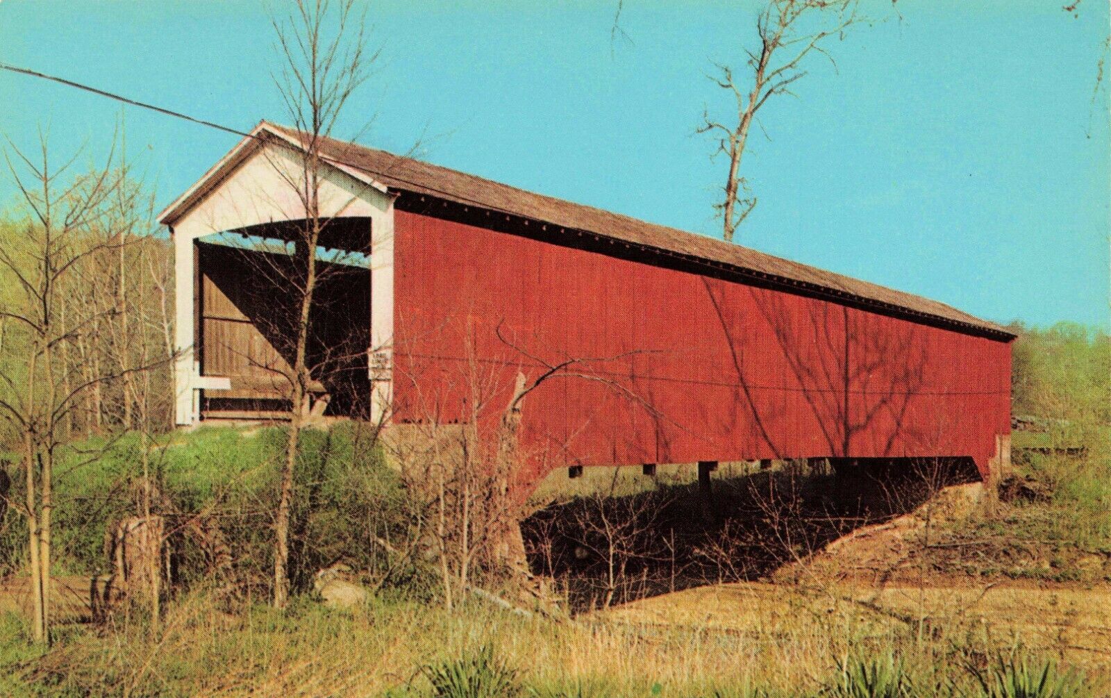 Postcard Wilkins Mill Bridge, Sugar Mill Creek, Turkey Run State Park, Indiana