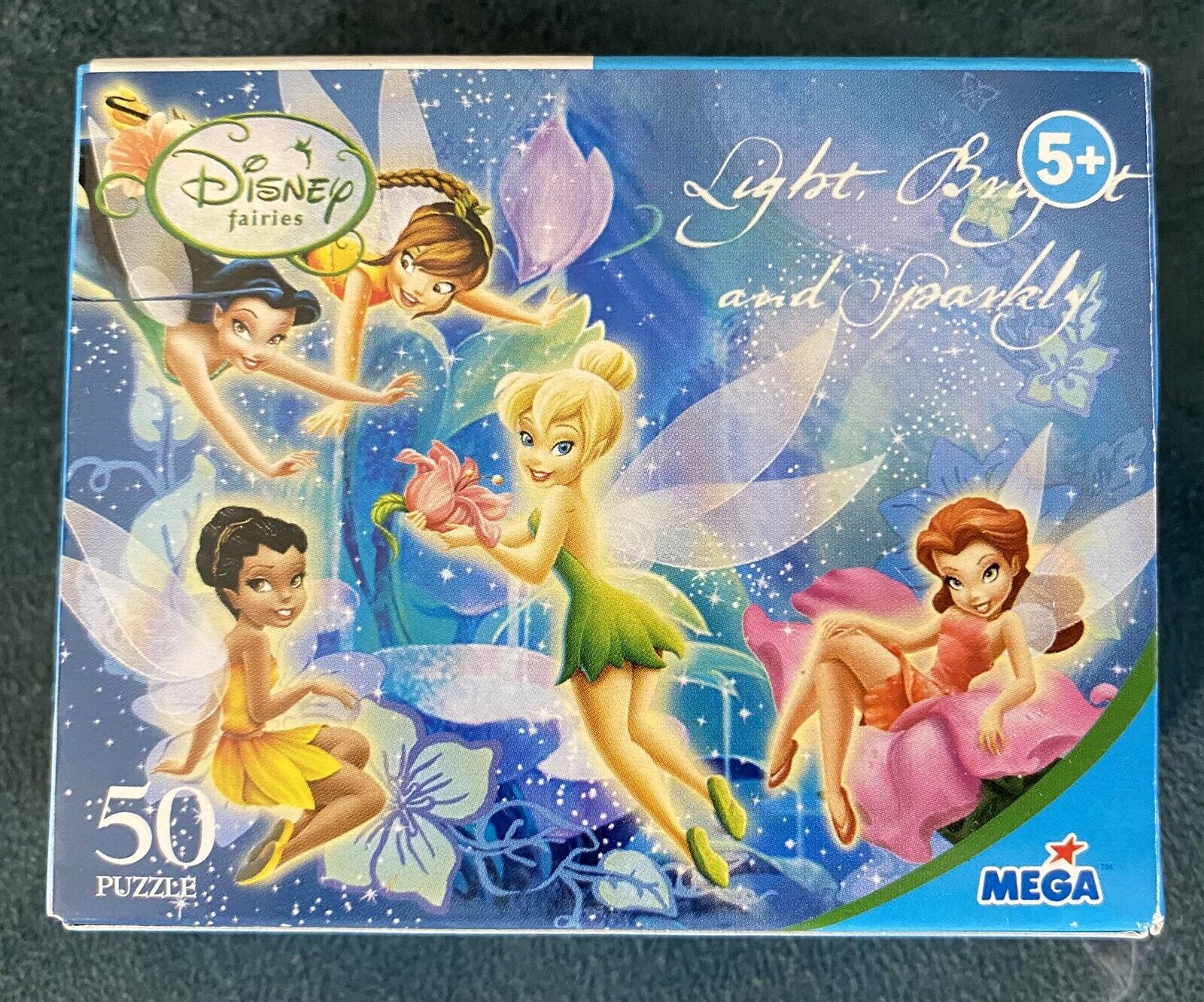 Disney Fairies LIGHT, BRIGHT & SPARKLY 50 Piece Puzzle w TINKER BELL MIB