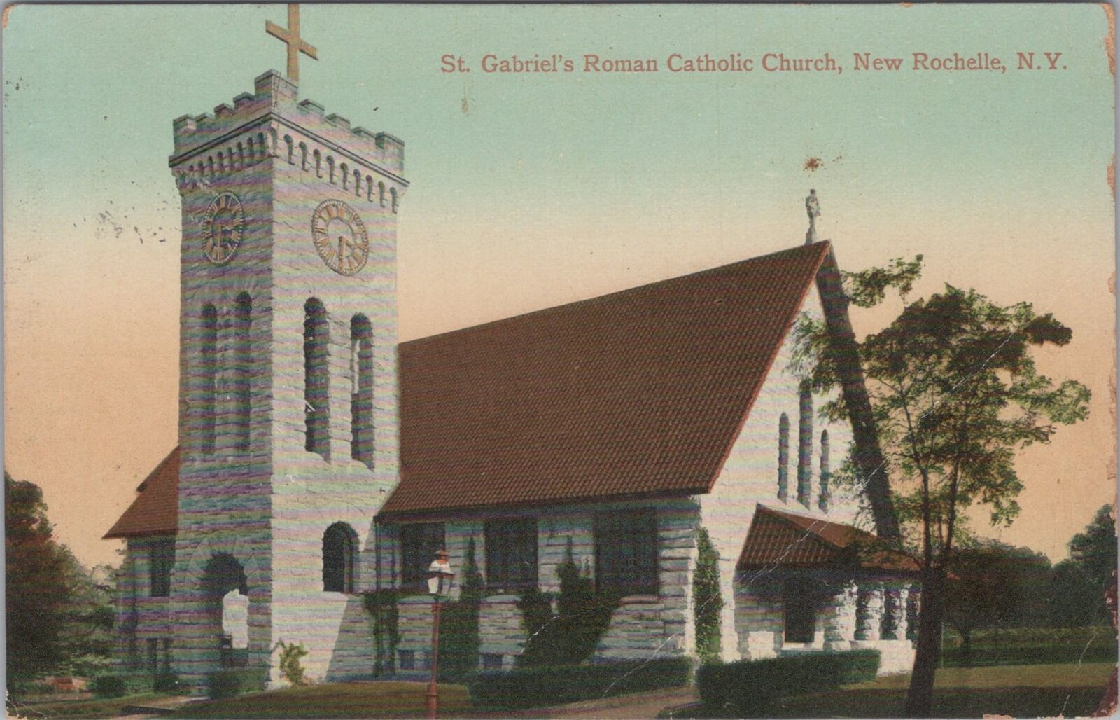 St. Gabriel\'s Roman Catholic Church New Rochelle New York 1910 Postcard