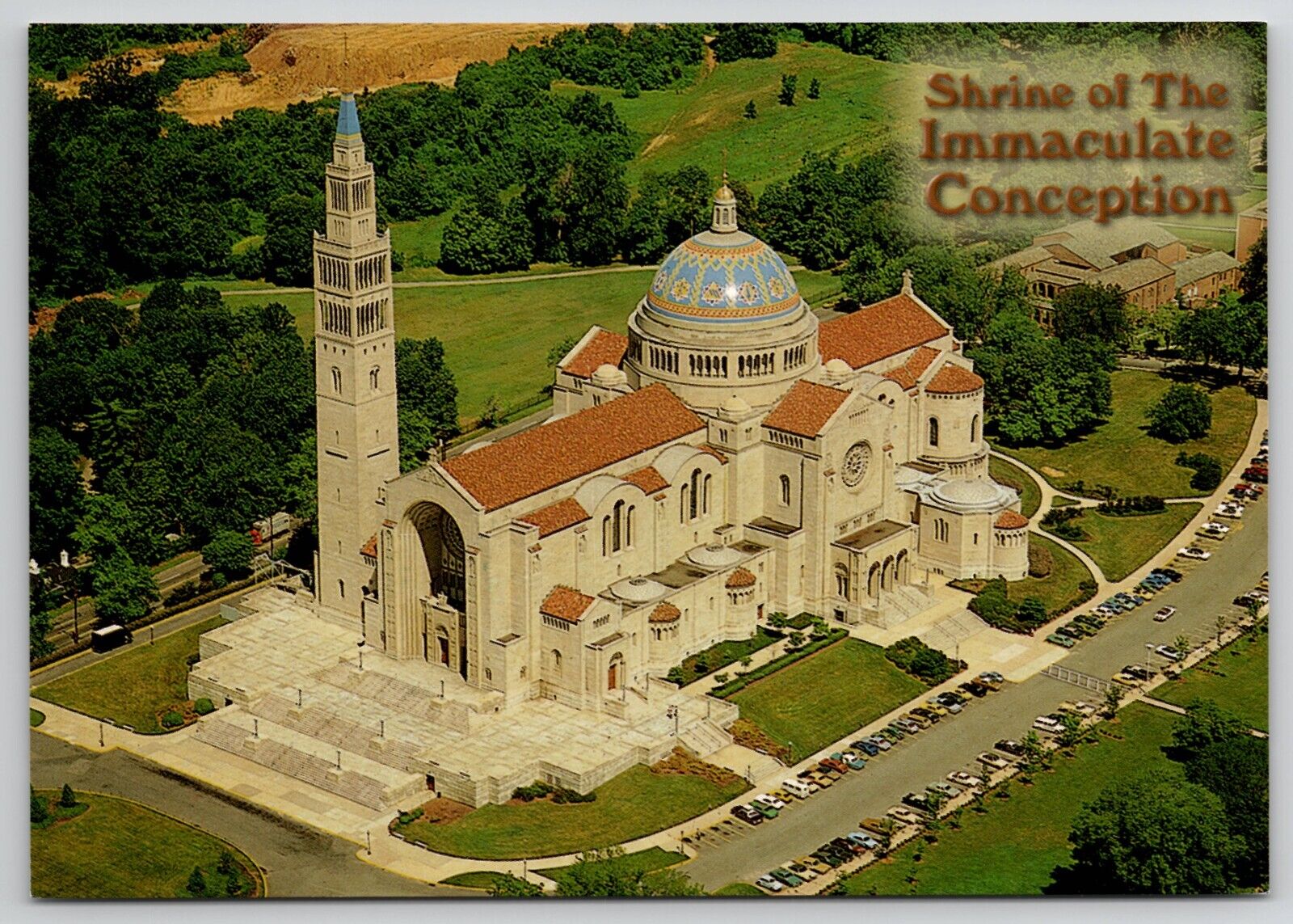 Washington DC THE SHRINE OF THE IMMACULATE CONCEPTION Aerial View - POSTCARD