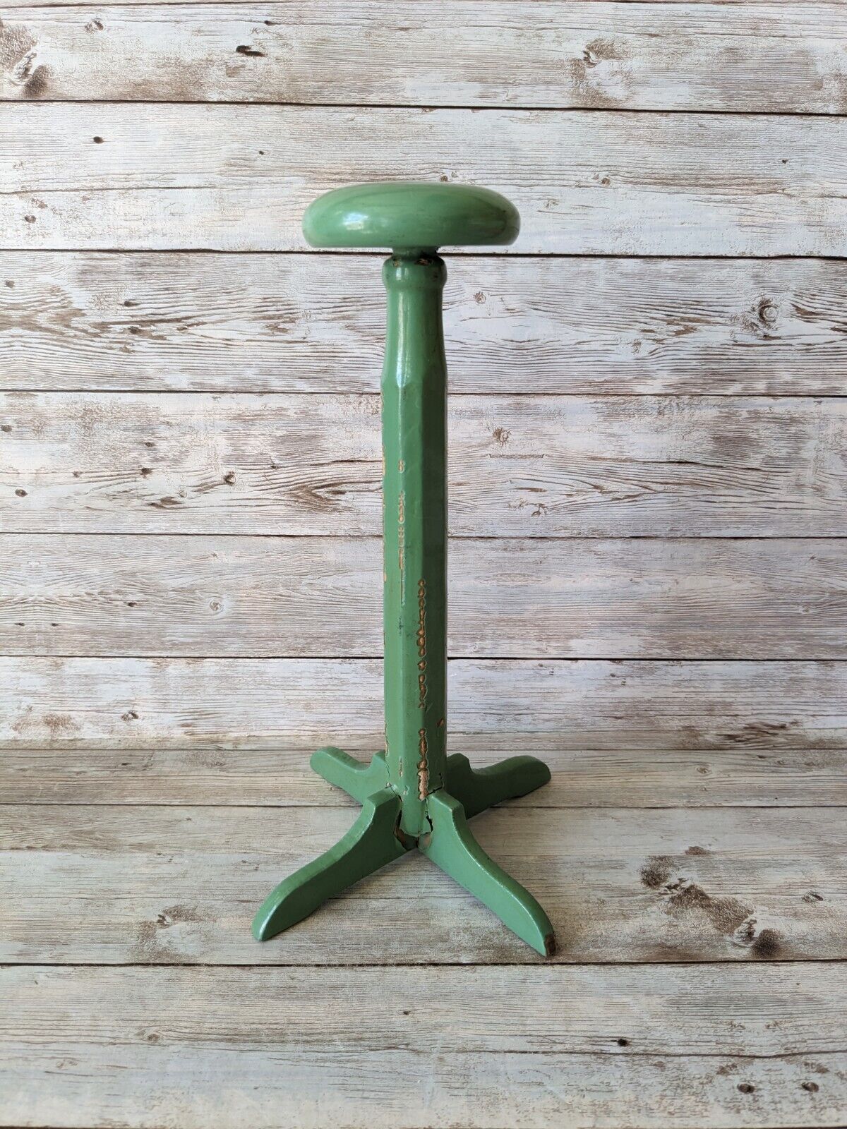 Vintage Wood Hat Stand Mint Green Shabby Chippy Paint