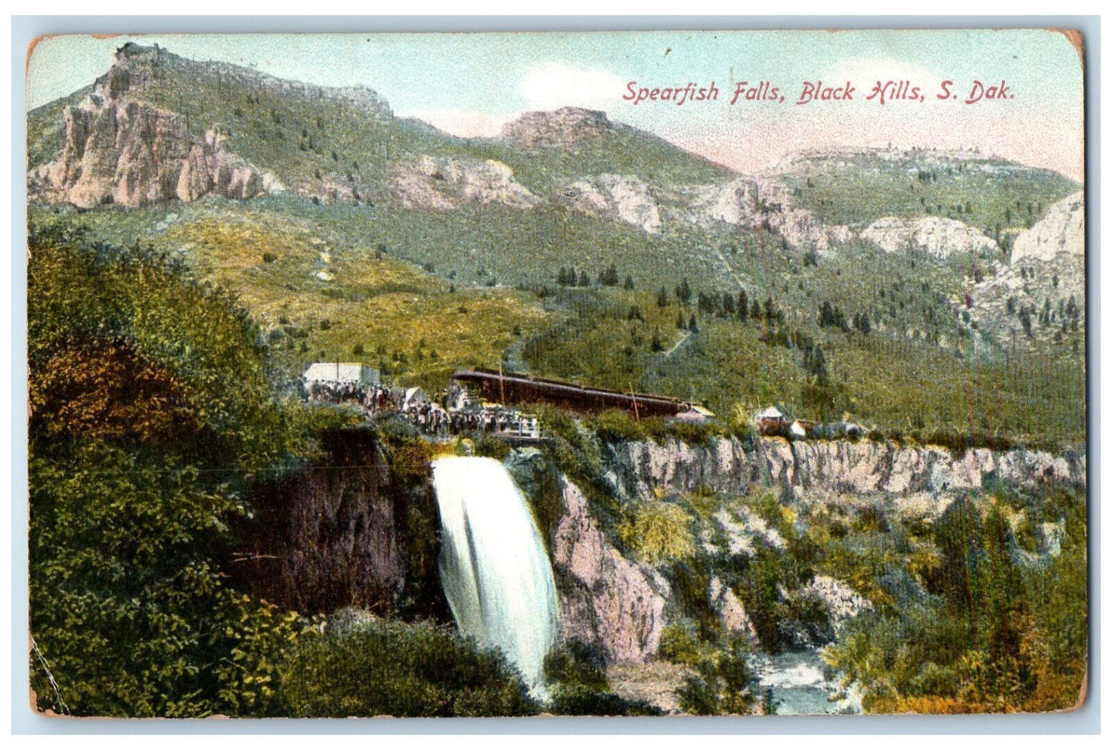 c1910 Spearfish Falls Black Hills South Dakota SD Antique Unposted Postcard